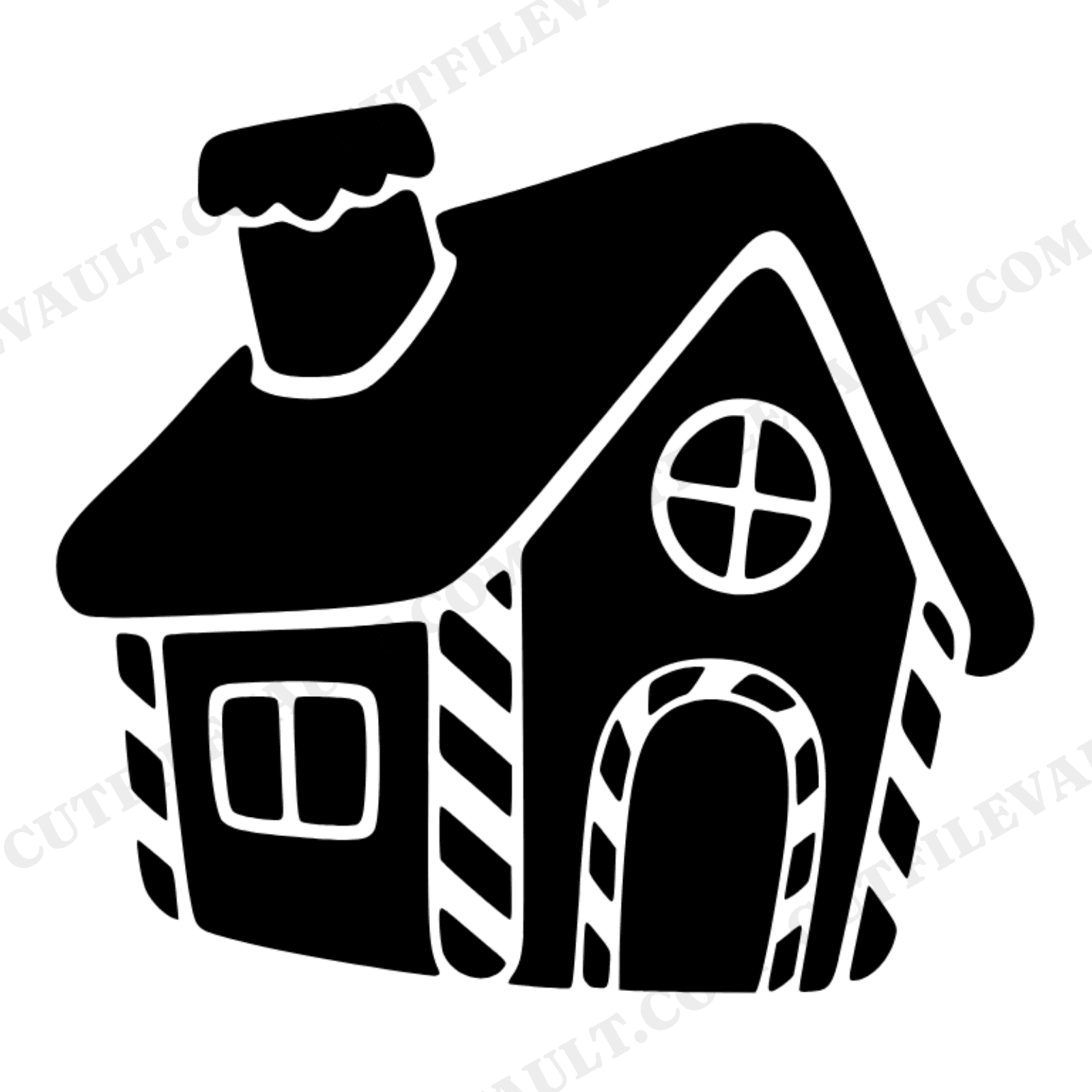 Kawaii Gingerbread House SVG PNG Silhouette, Boho Christmas Nursery Cut File for Cricut, view 1