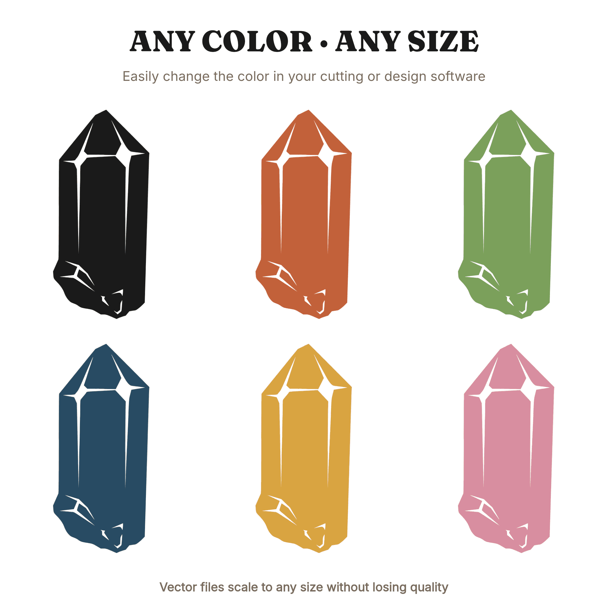 Raw Quartz Crystal Point SVG PNG, Brutalist Geometric Stone Silhouette Cut File for Cricut, view 2