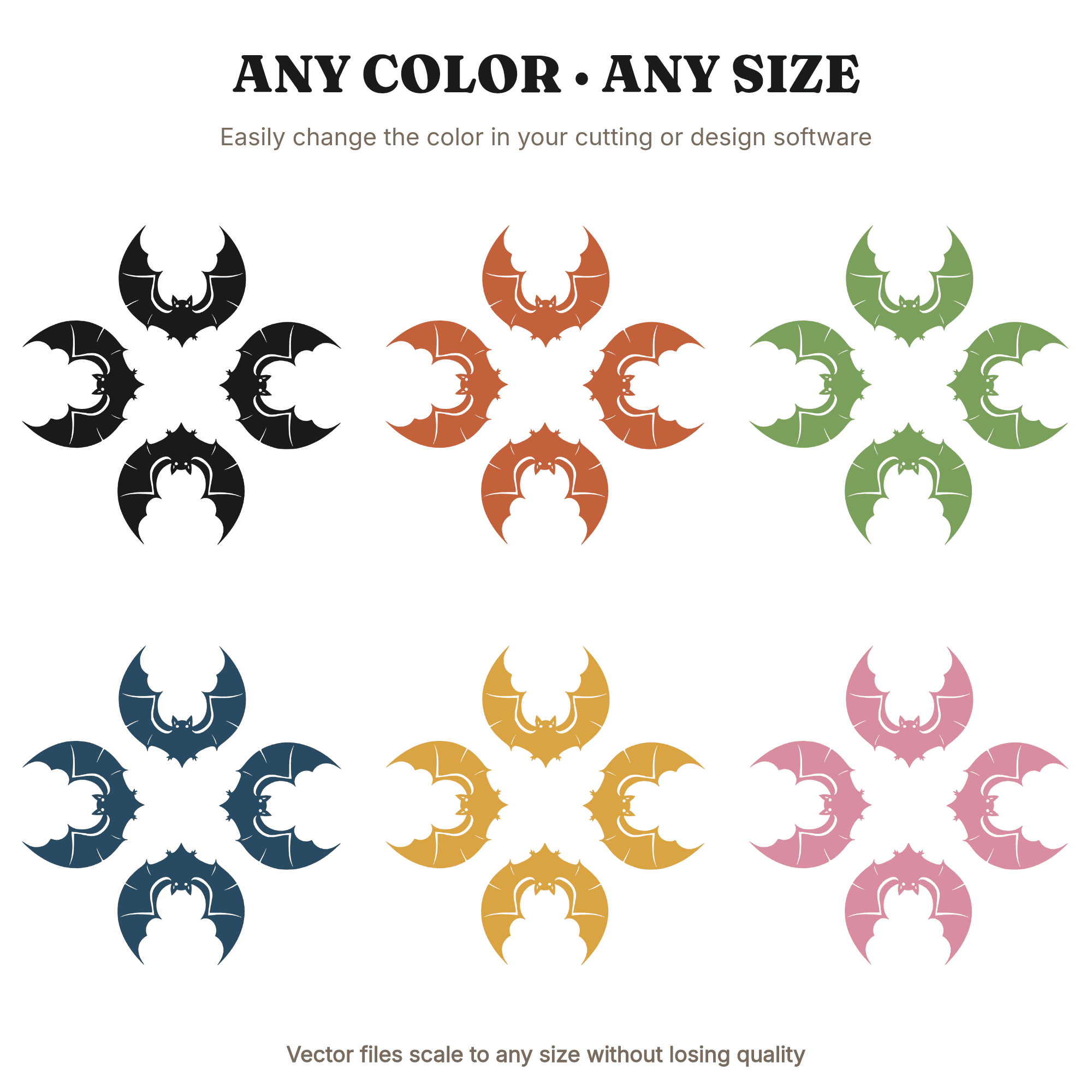 Retro Halloween Bat Mandala SVG PNG, 70s Groovy Wreath Circle Cut File, Symmetrical Bat Design, view 2
