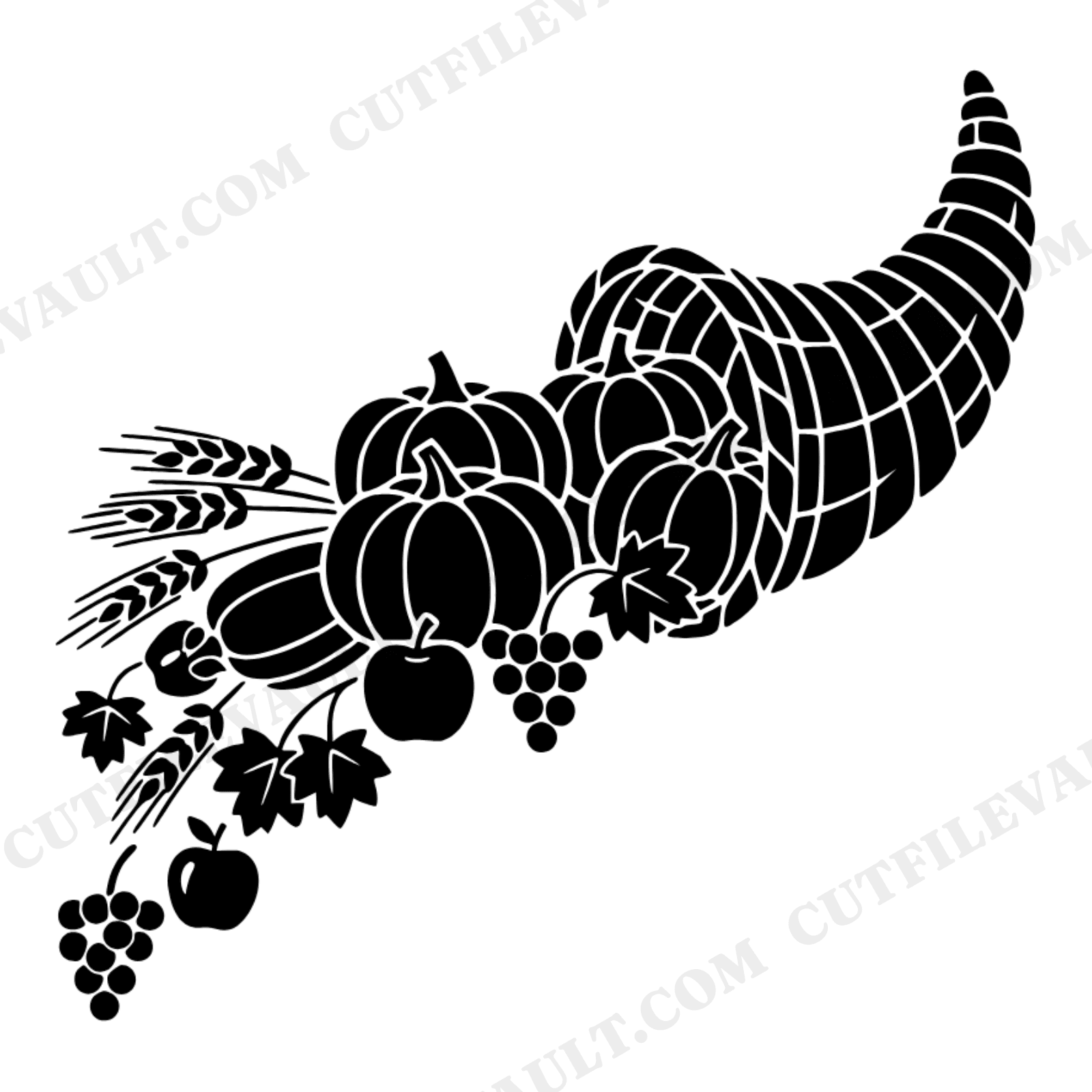 Art Deco Cornucopia SVG PNG, Geometric Thanksgiving Harvest Decor Cut File for Cricut, view 1