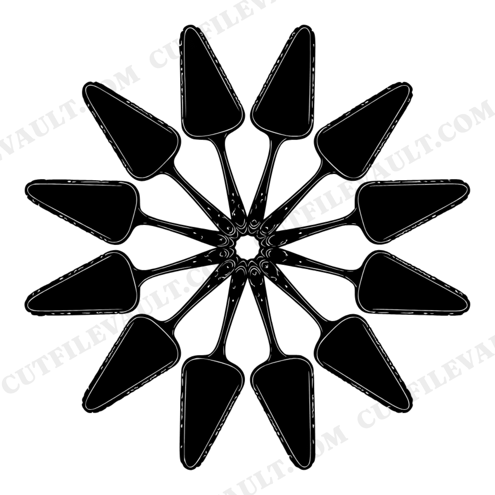 Thanksgiving Pie Server Mandala SVG PNG, Vintage Kitchen Floral Radial Design Cut File, view 1