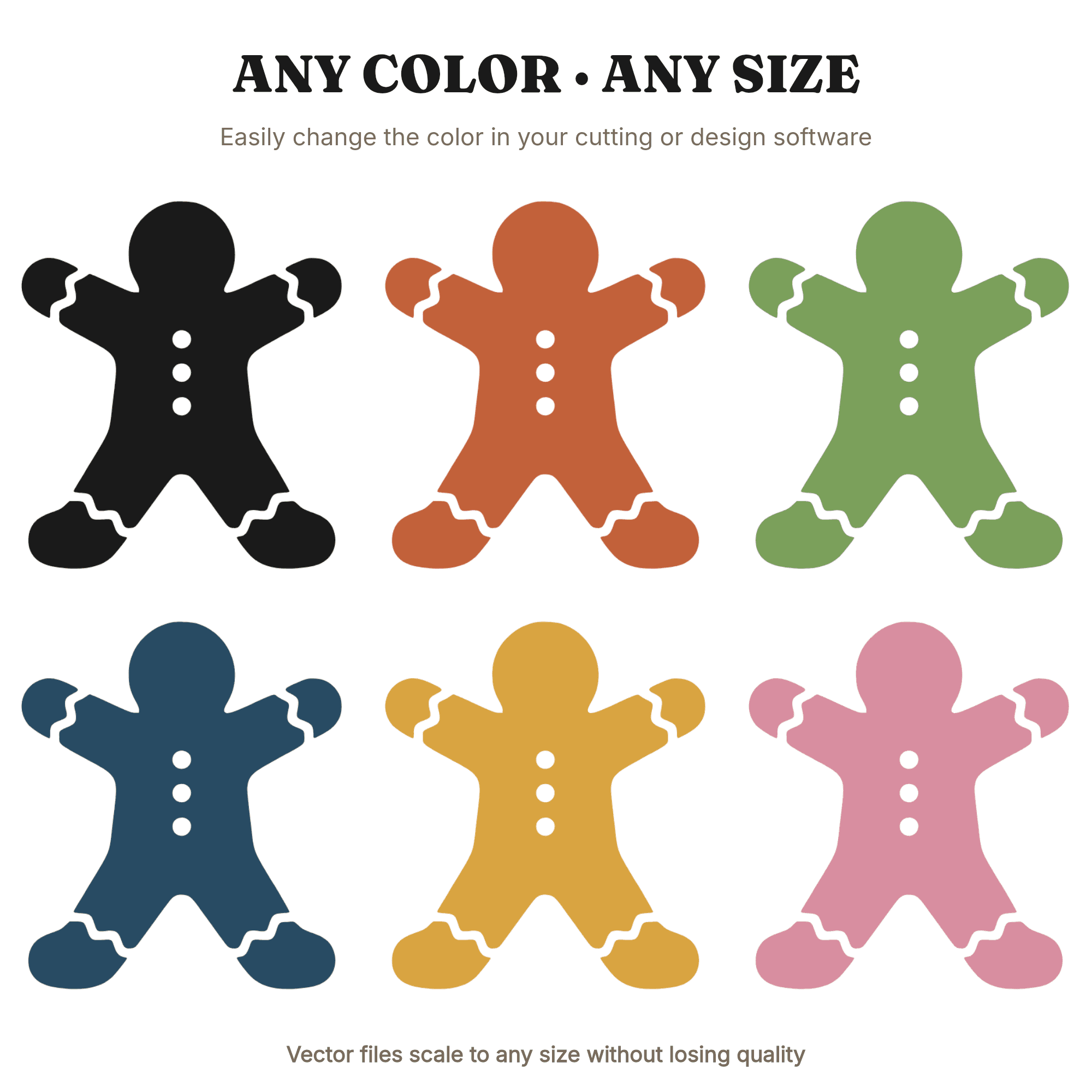 Jumping Gingerbread Man SVG PNG Modern Brutalist Silhouette Christmas Cut File for Cricut, view 2