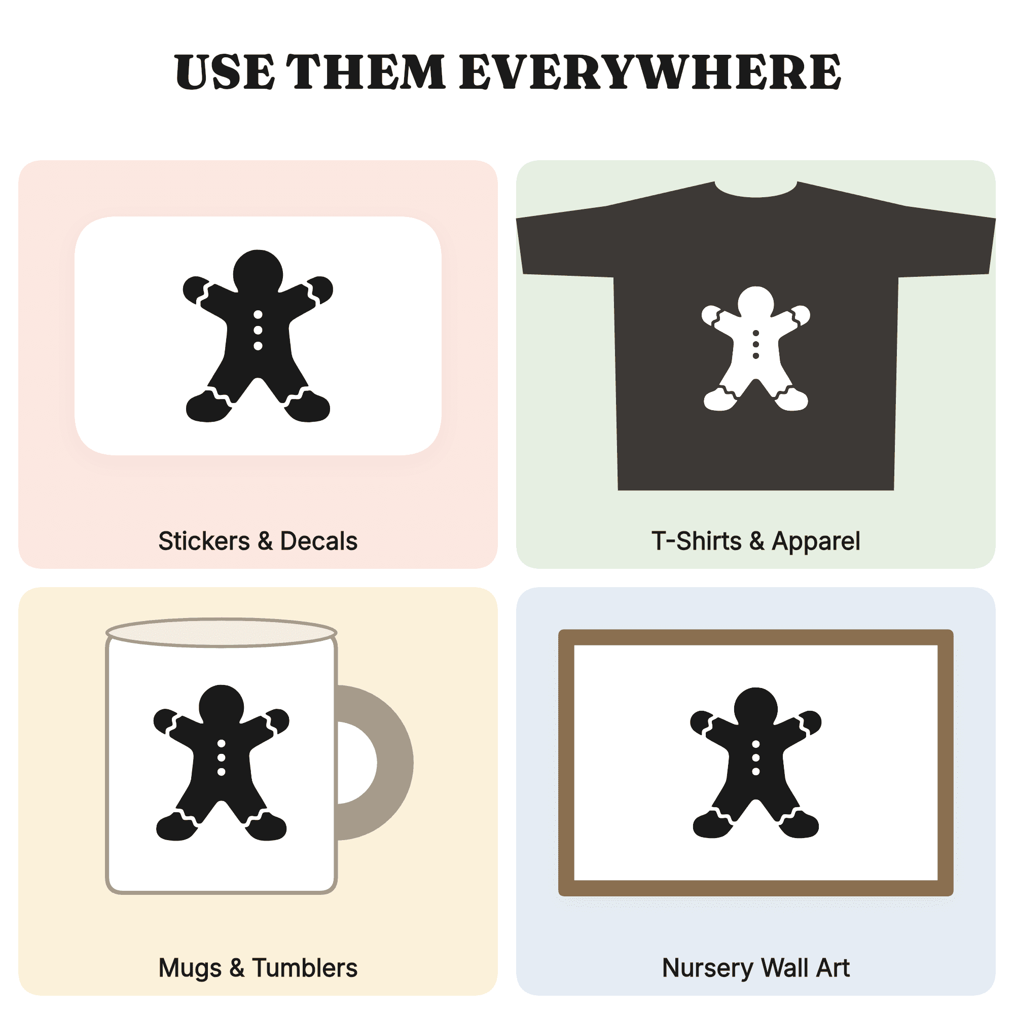 Jumping Gingerbread Man SVG PNG Modern Brutalist Silhouette Christmas Cut File for Cricut, view 3