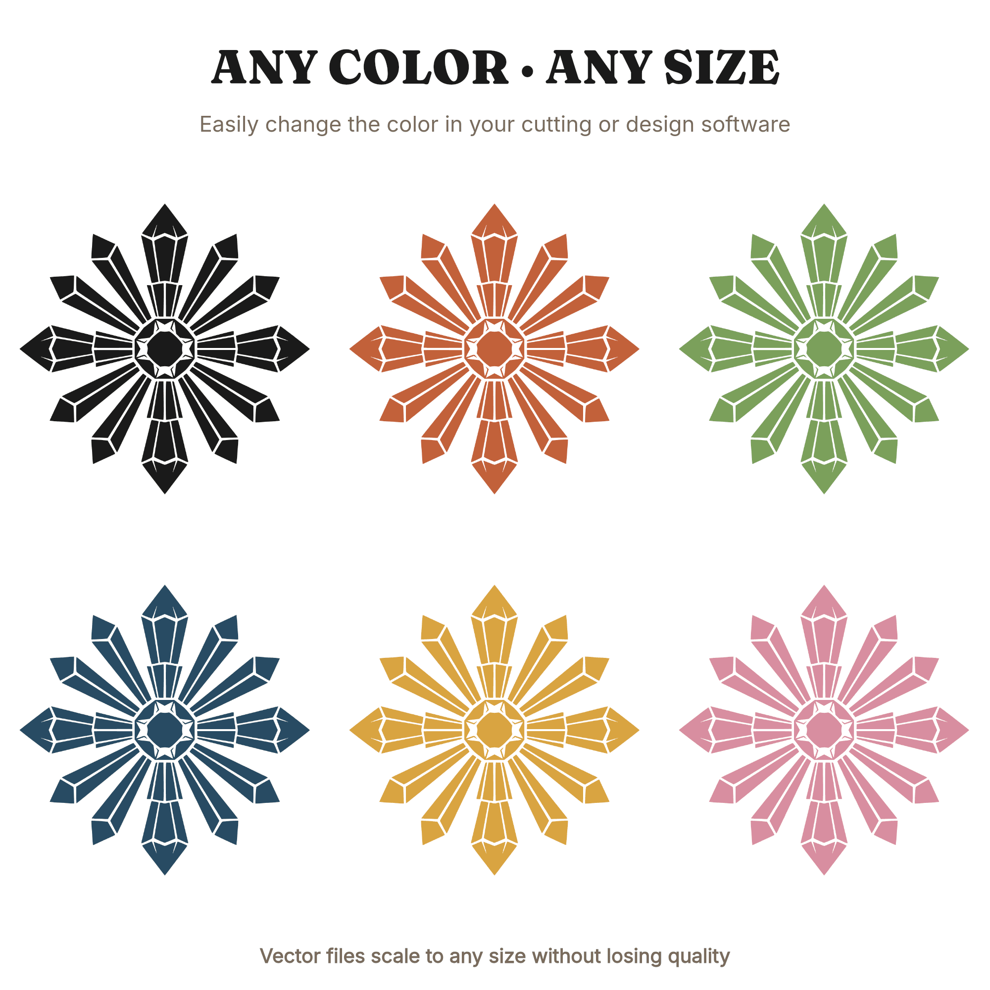 Art Deco Crystal Burst Mandala SVG PNG, Geometric Gemstone Radial Design Cut File, view 2