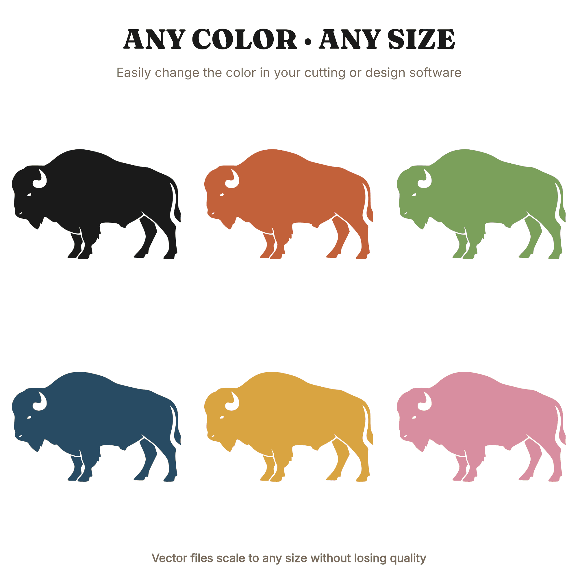 Retro Buffalo Silhouette SVG PNG Indigenous Peoples Day 1970s Vintage Animal Cut File, view 2