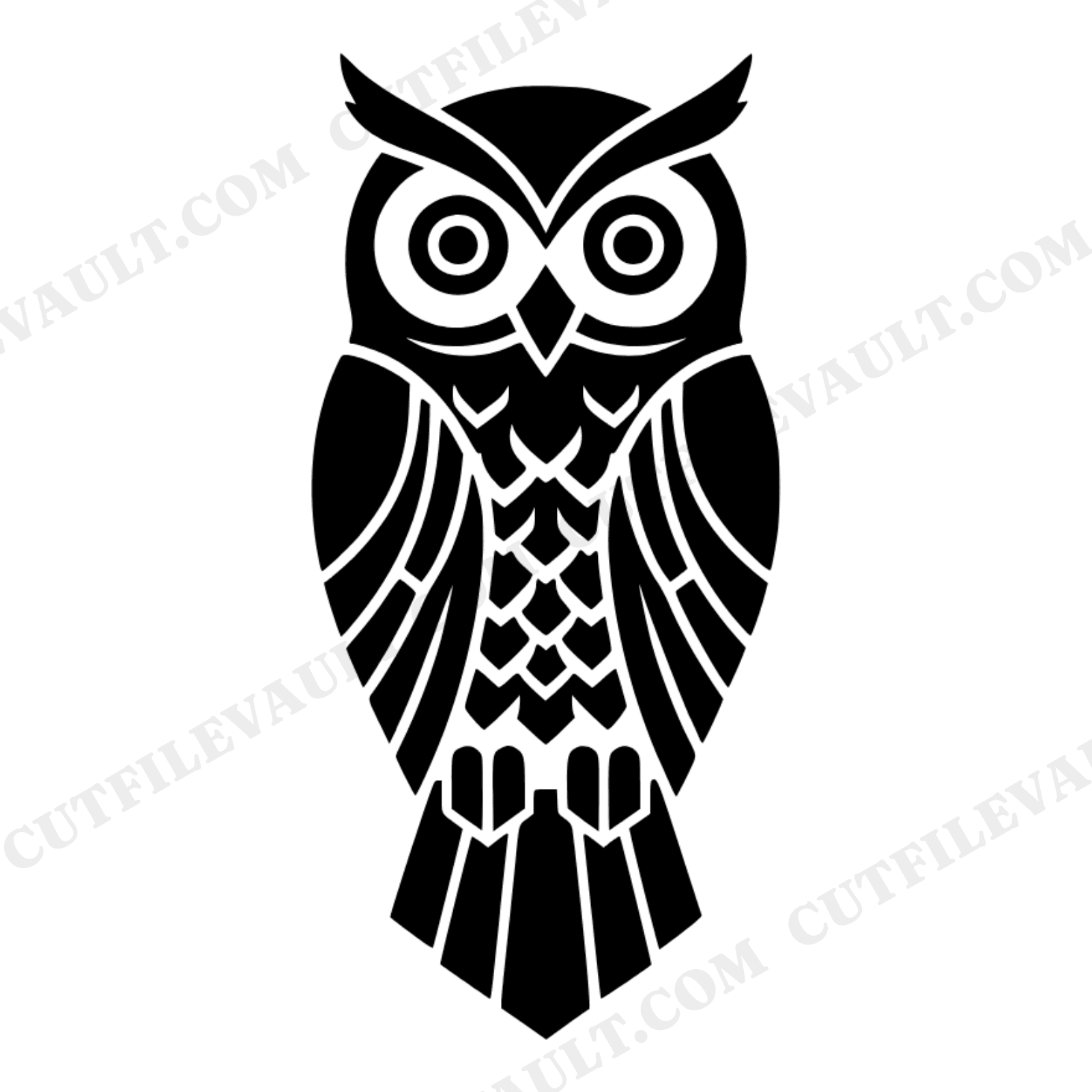 Art Deco Halloween Owl SVG PNG, Geometric Owl Silhouette Cut File, Symmetrical Kawaii Owl Design, view 1