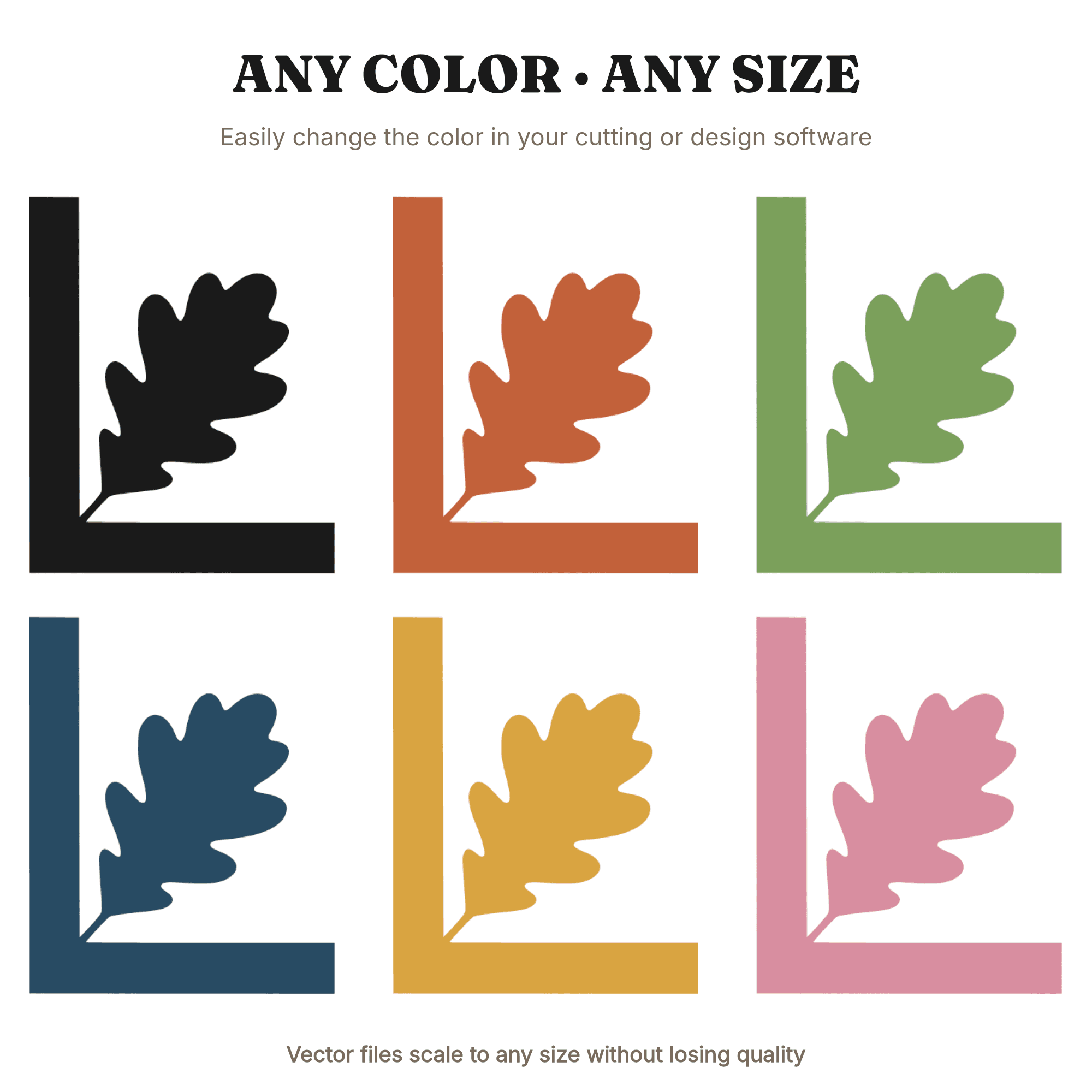 Carpenter Square Oak Leaf Corner Bracket SVG PNG Autumn Wedding Rustic Fall Decor Cut File, view 2