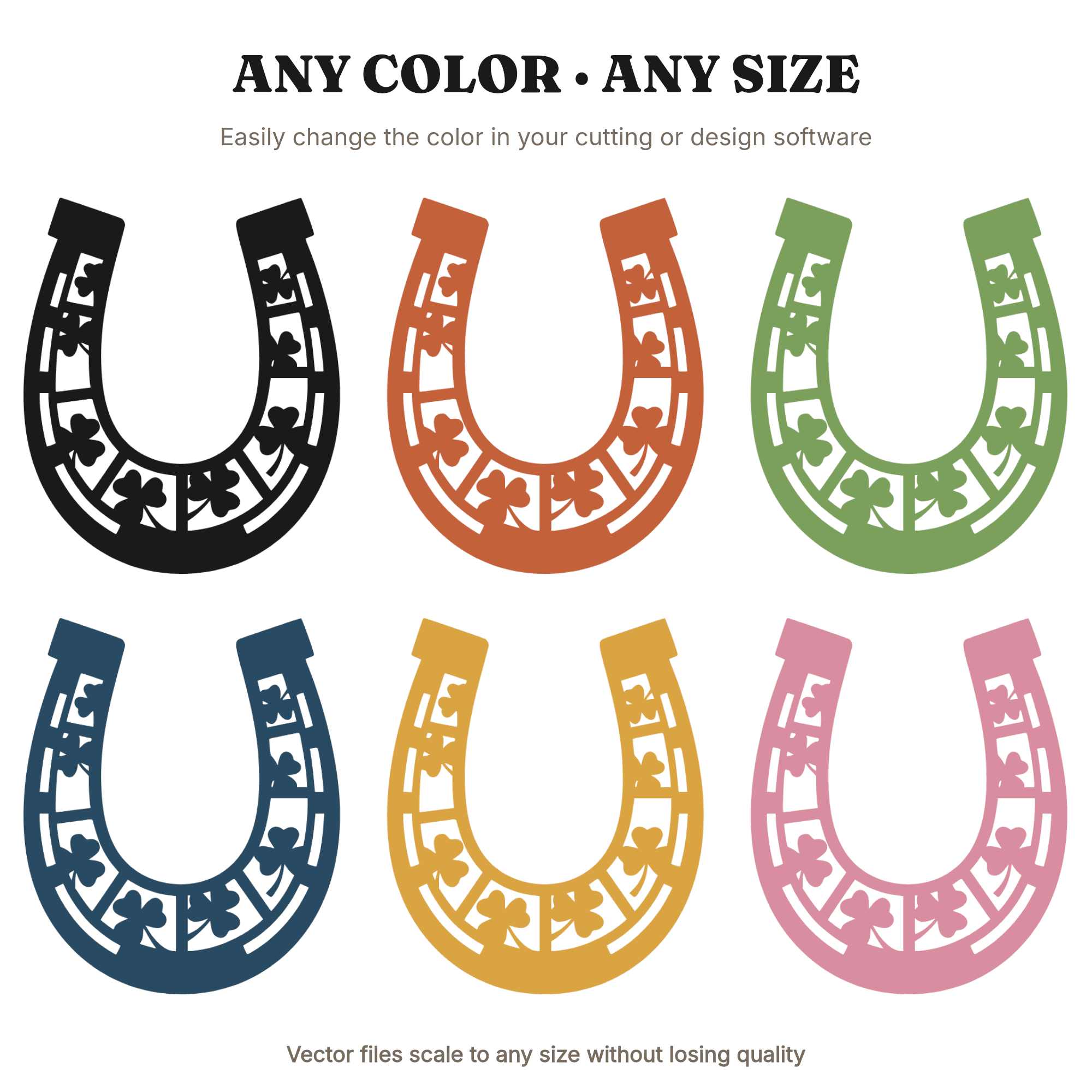 St Patrick's Day Horseshoe SVG PNG, Stained Glass Shamrock Clover Cut File, Irish Cottagecore, view 2