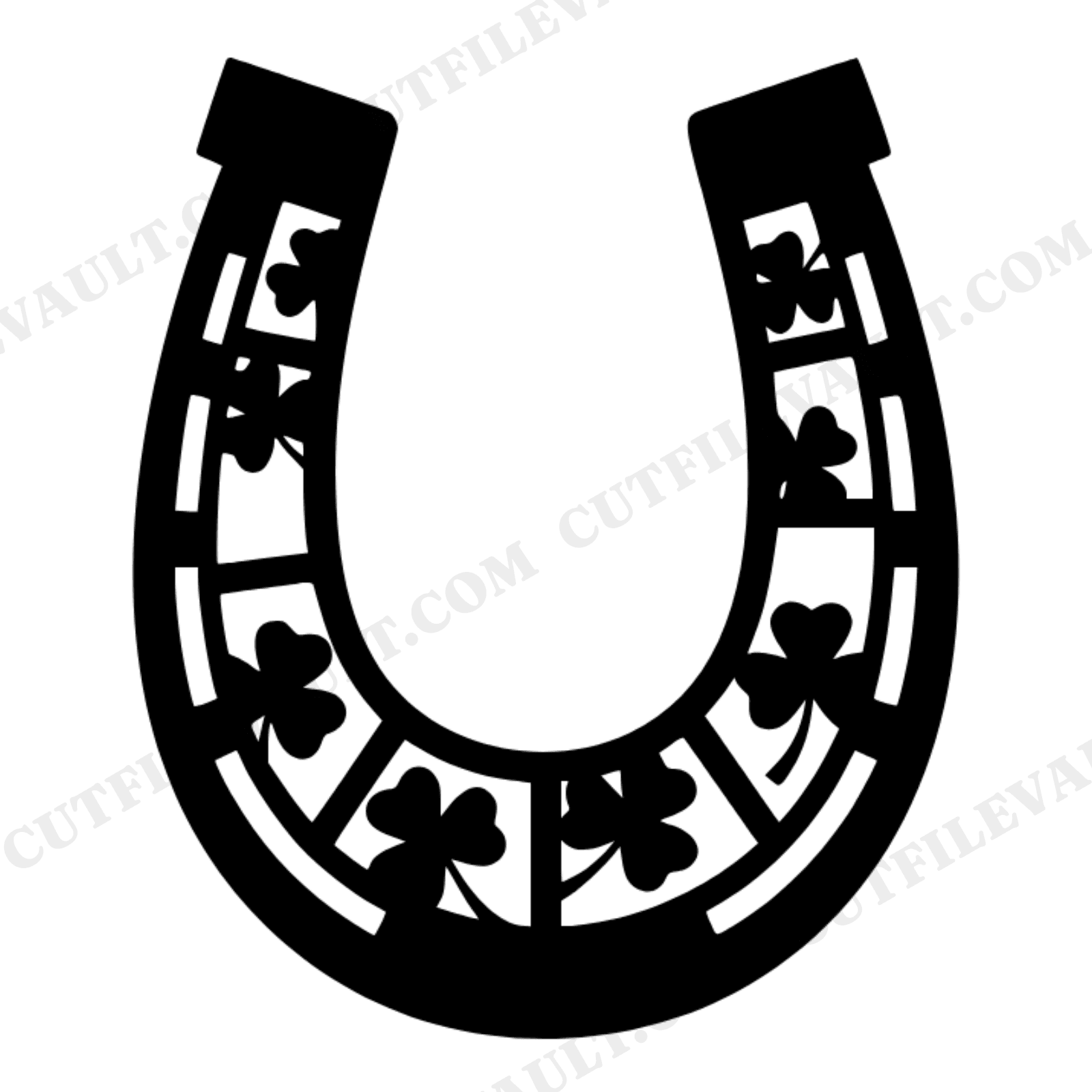 St Patrick's Day Horseshoe SVG PNG, Stained Glass Shamrock Clover Cut File, Irish Cottagecore, view 1