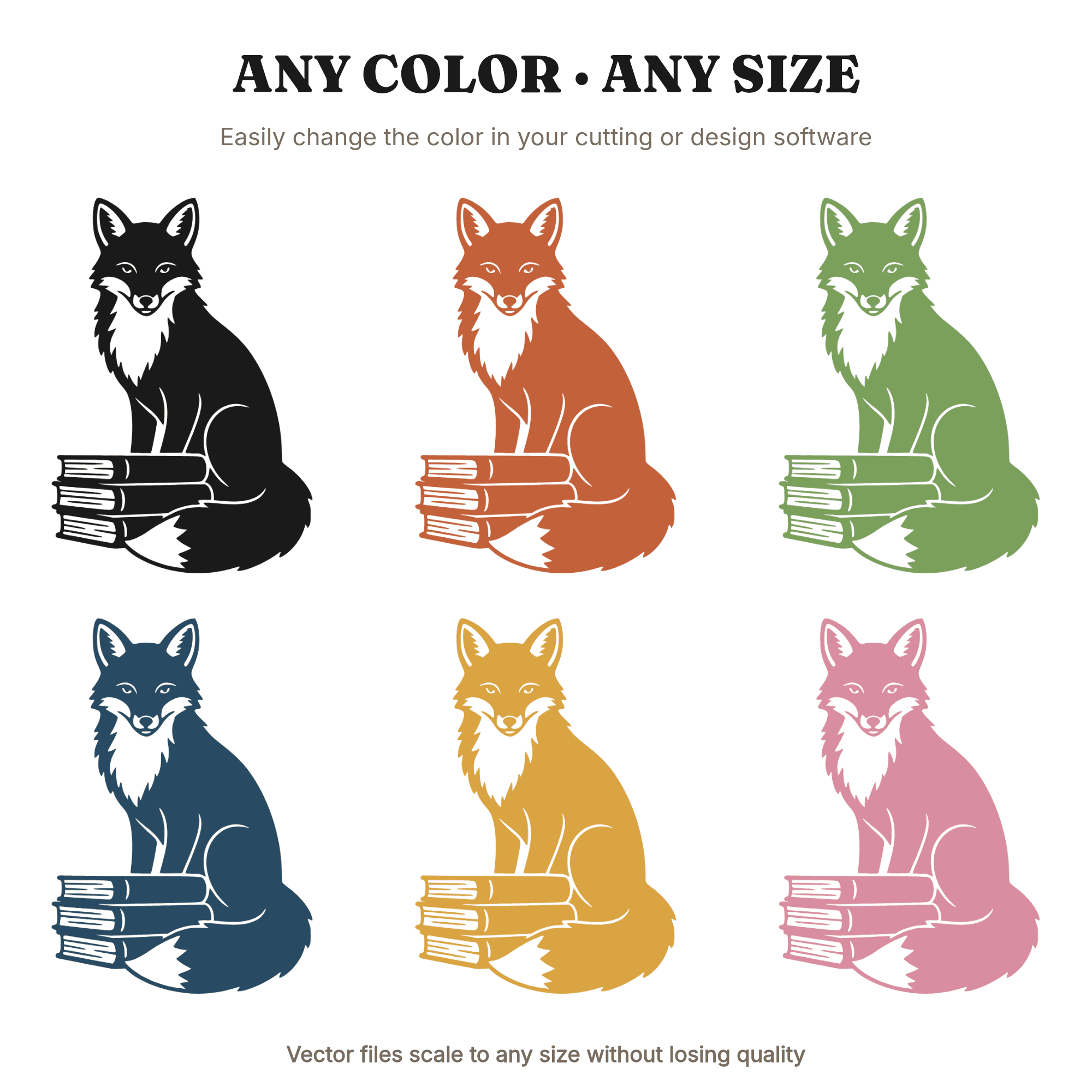 Scholarly Fox with Book Stack SVG PNG, Vintage Botanical Woodland Fox Silhouette Cut File, view 2