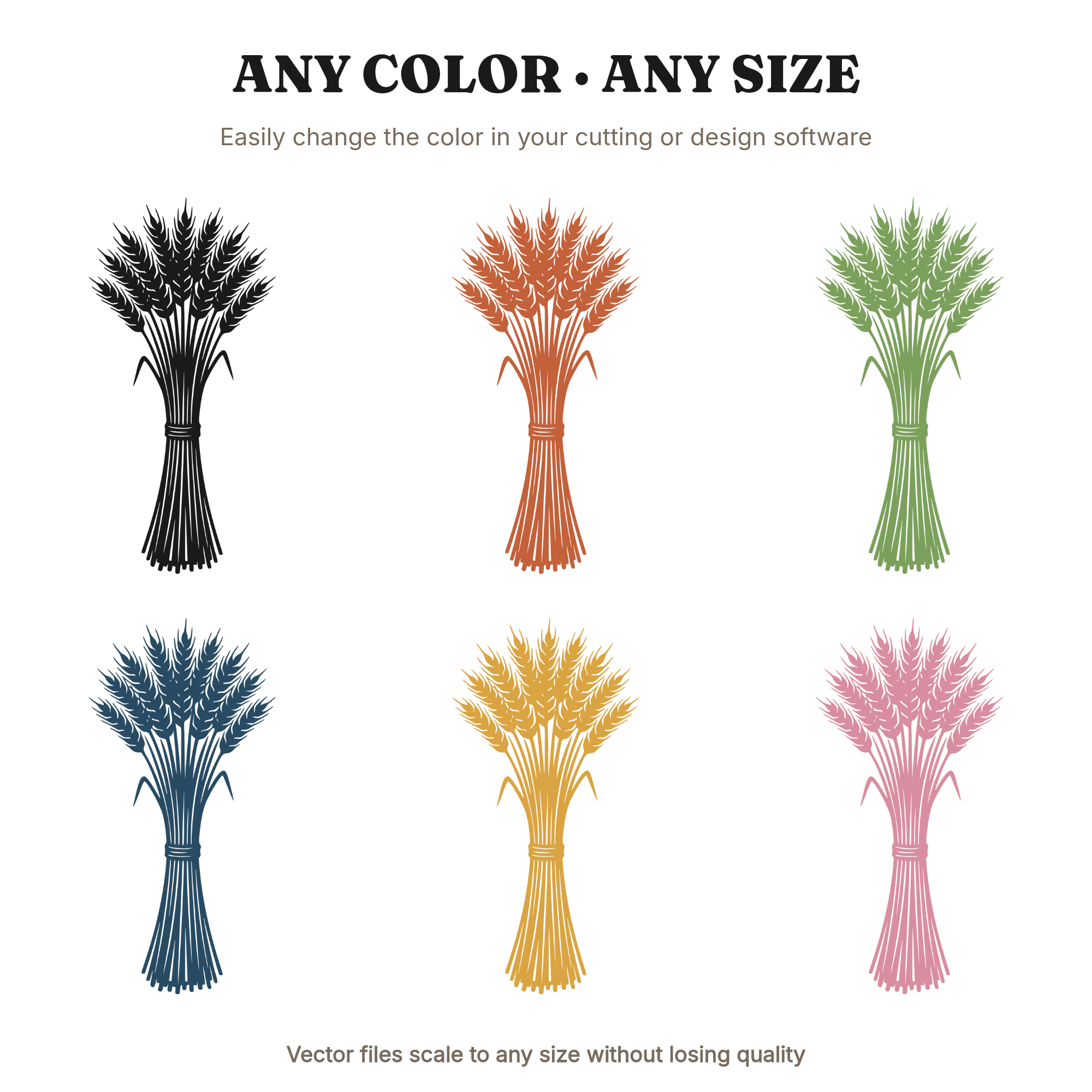 Harvest Wheat Sheaf Bundle SVG PNG Thanksgiving Silhouette Vintage Botanical Cut File, view 2