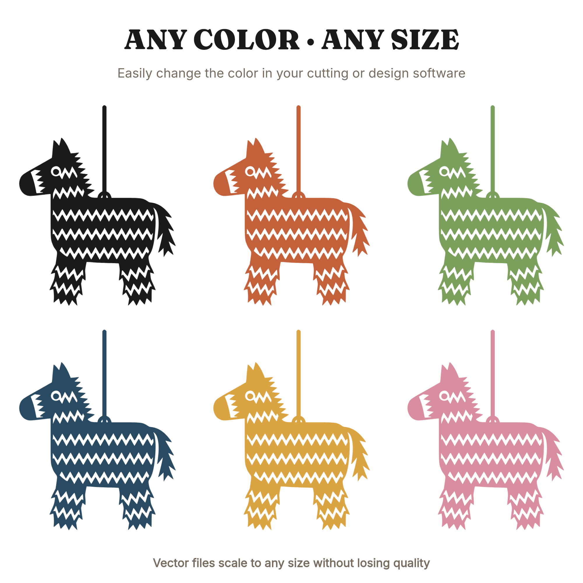 Layered Piñata SVG PNG, Geometric Fiesta Silhouette with Streamers, Brutalist Cut File Design, view 2
