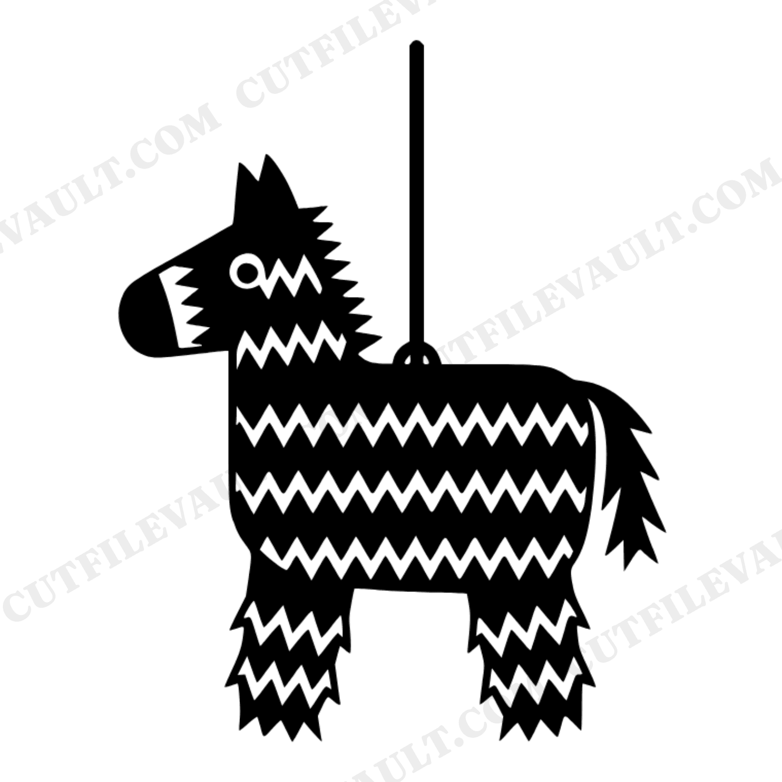 Layered Piñata SVG PNG, Geometric Fiesta Silhouette with Streamers, Brutalist Cut File Design, view 1