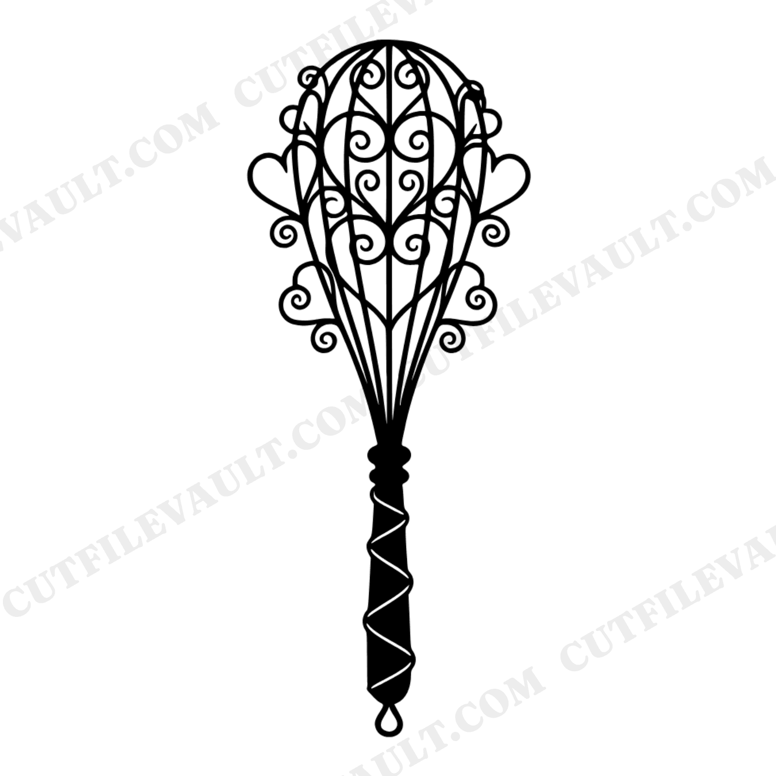 Vintage Botanical Whisk with Heart Balloons SVG PNG, Wedding Baking Cut File for Cricut, view 1
