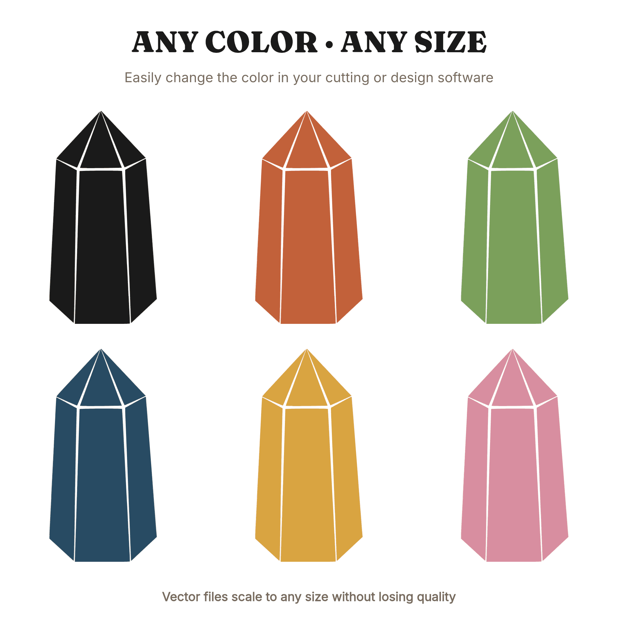 Art Deco Amethyst Crystal Point SVG PNG, Geometric Crystal Cut File, Layered Vinyl Design, view 2