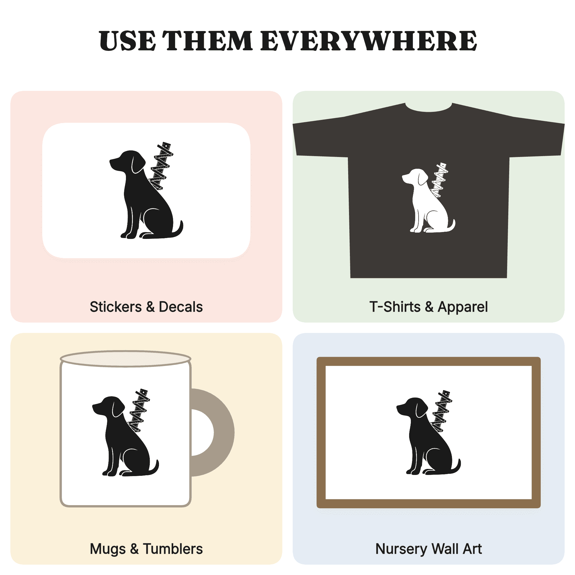 Back to School Dog SVG PNG, Vintage Ruler Teacher Appreciation Cut File, Boho Organic Silhouette, view 3