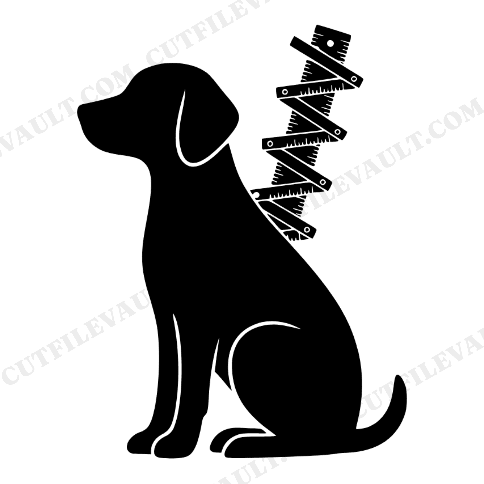 Back to School Dog SVG PNG, Vintage Ruler Teacher Appreciation Cut File, Boho Organic Silhouette, view 1
