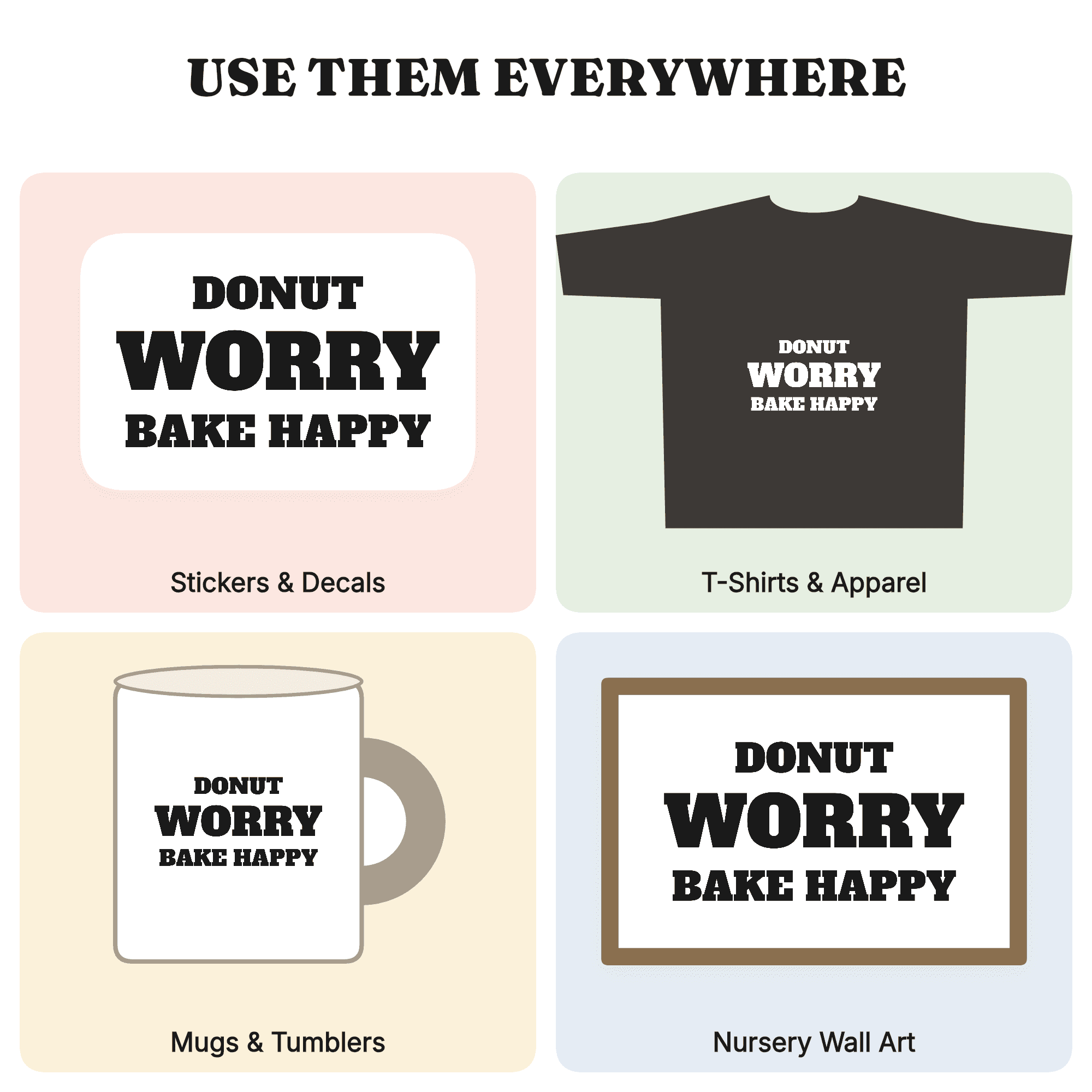 Donut Worry Bake Happy SVG PNG Kitchen Decal Cut File for Cricut Silhouette Baker Gift, view 3