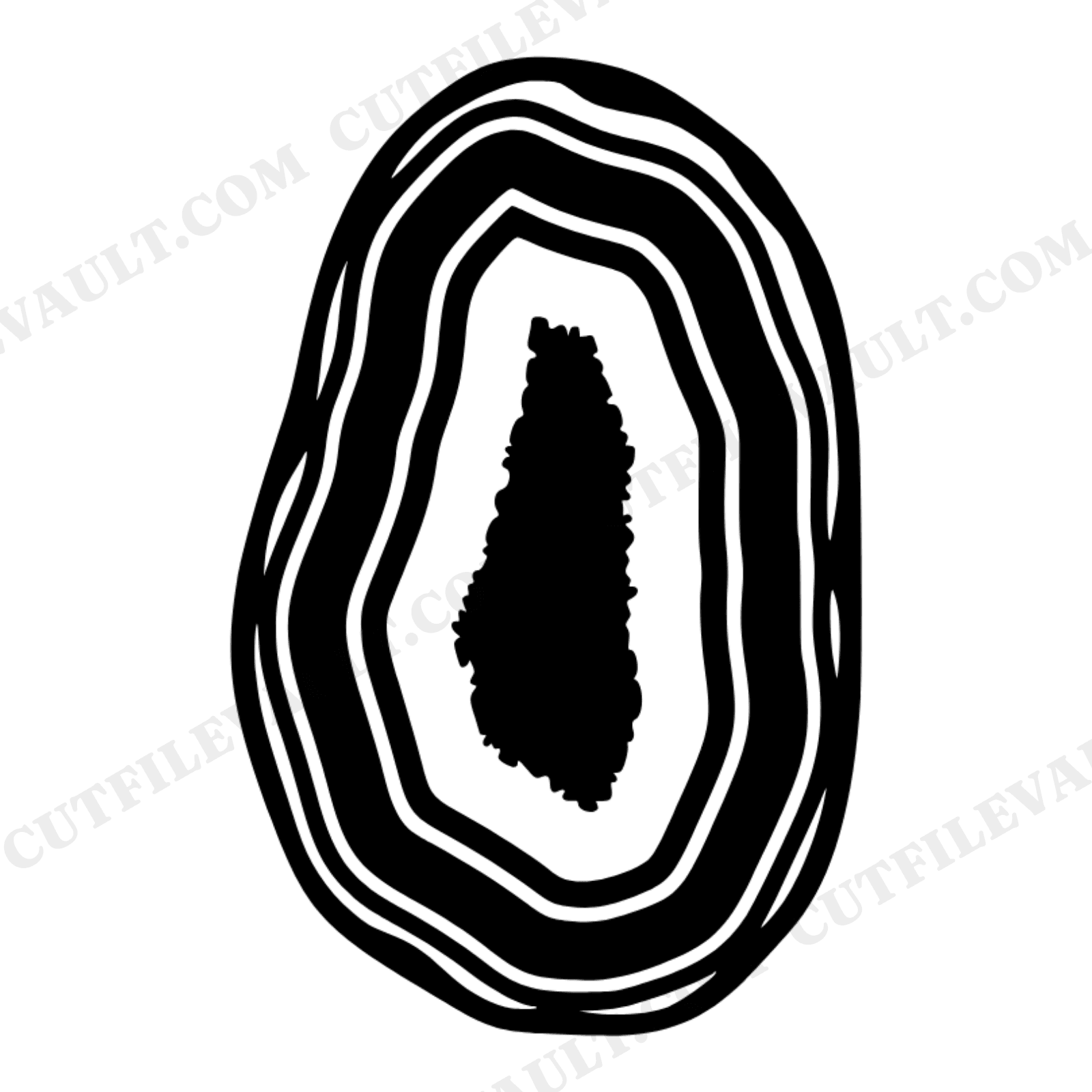 Vertical Geode Slice SVG PNG, Crystal Cross Section Cut File, Mid Century Modern Organic Design, view 1