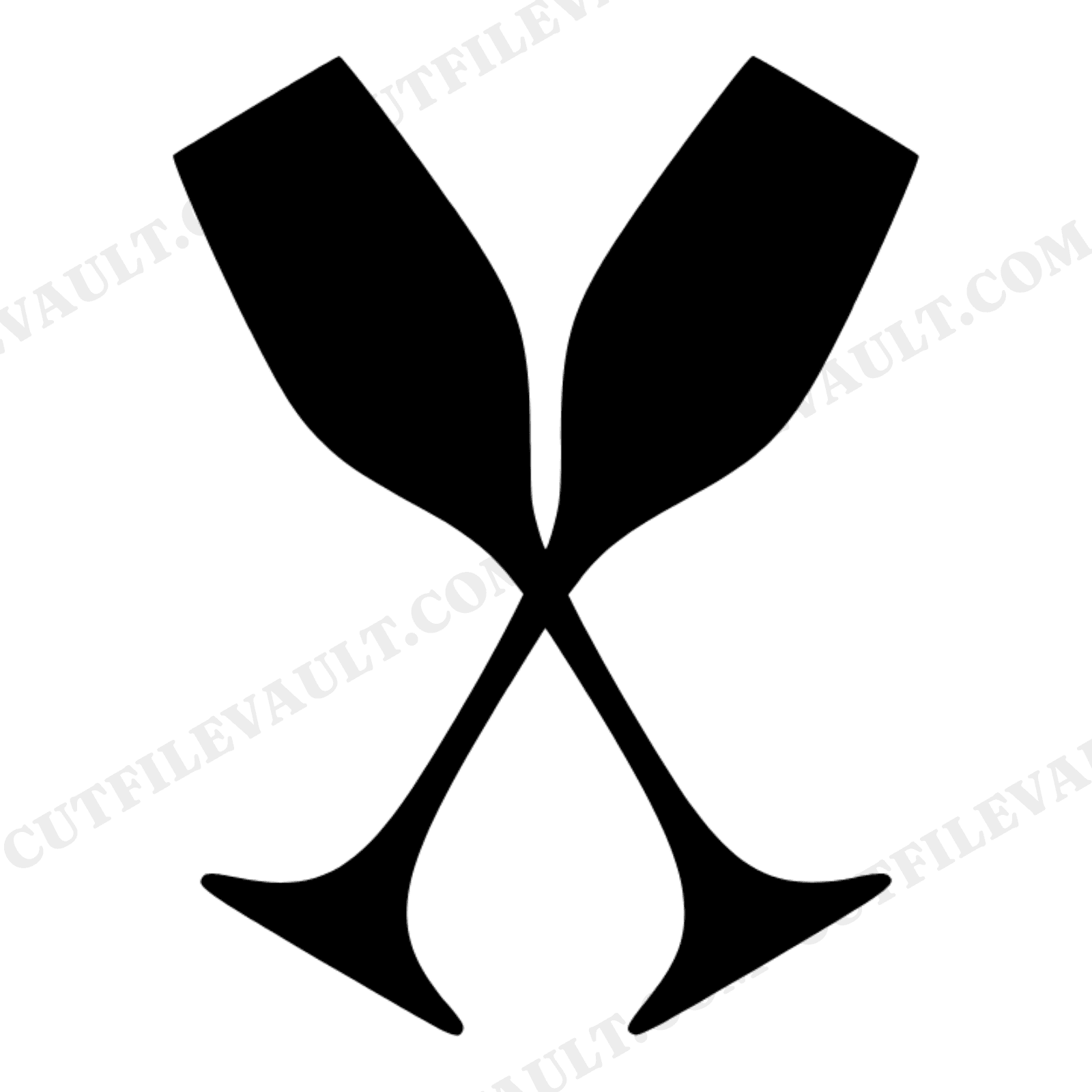 Mid Century Champagne Toast SVG PNG, Champagne Flutes Silhouette Cut File for Celebration Decor, view 1