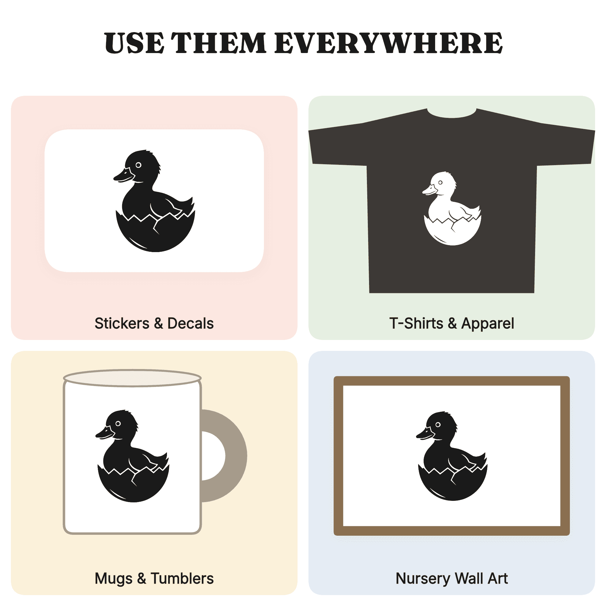 Art Deco Easter Duckling in Egg Shell SVG PNG, Geometric Spring Cut File for Cricut, view 3
