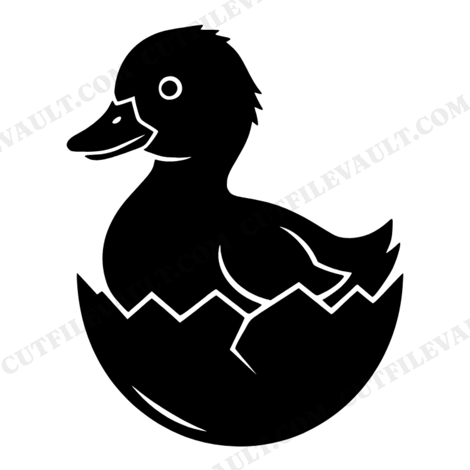 Art Deco Easter Duckling in Egg Shell SVG PNG, Geometric Spring Cut File for Cricut, view 1