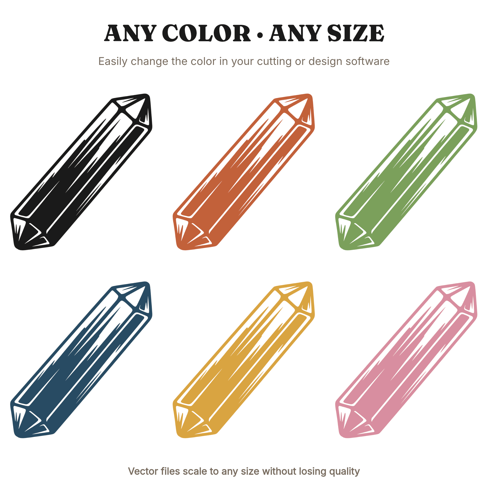 Tourmaline Crystal SVG PNG, Abstract Geometric Mineral Rod, Diagonal Crystal Cut File for Cricut, view 2