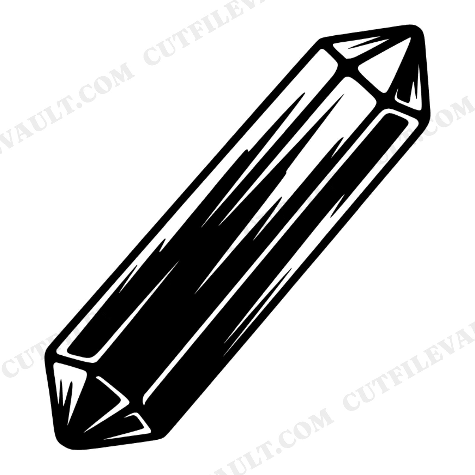 Tourmaline Crystal SVG PNG, Abstract Geometric Mineral Rod, Diagonal Crystal Cut File for Cricut, view 1