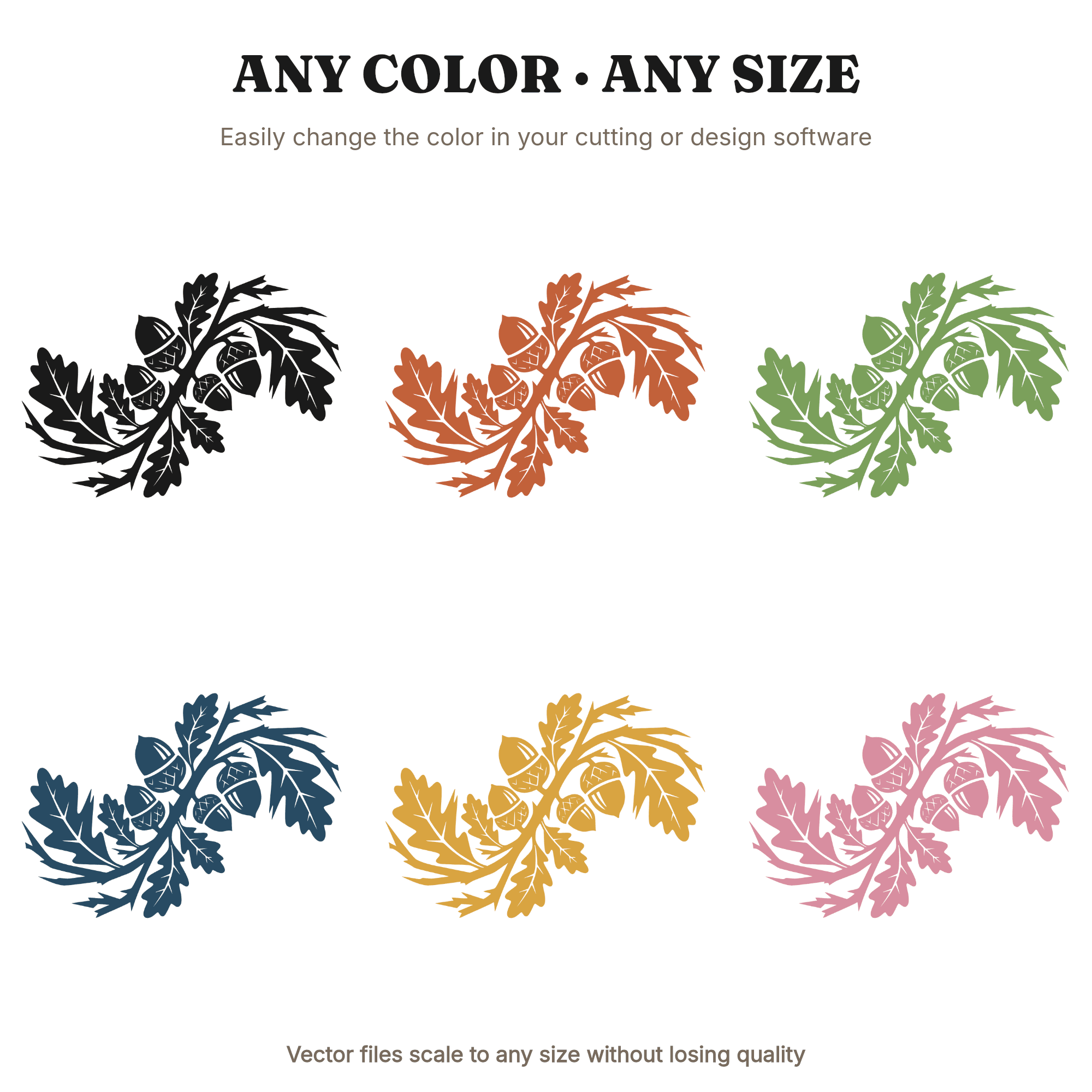 Winter Oak Acorn Brutalist Border Frame SVG PNG, Geometric Woodland Christmas Cut File, view 2