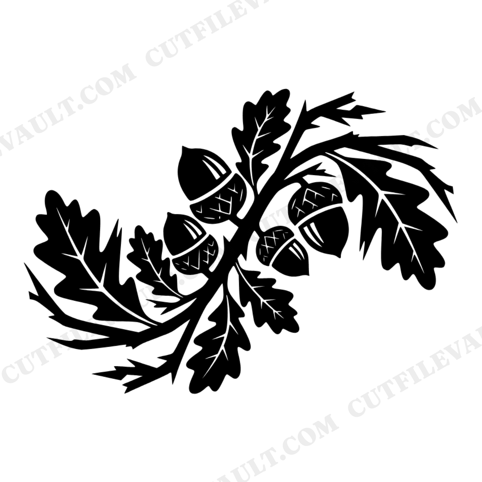 Winter Oak Acorn Brutalist Border Frame SVG PNG, Geometric Woodland Christmas Cut File, view 1