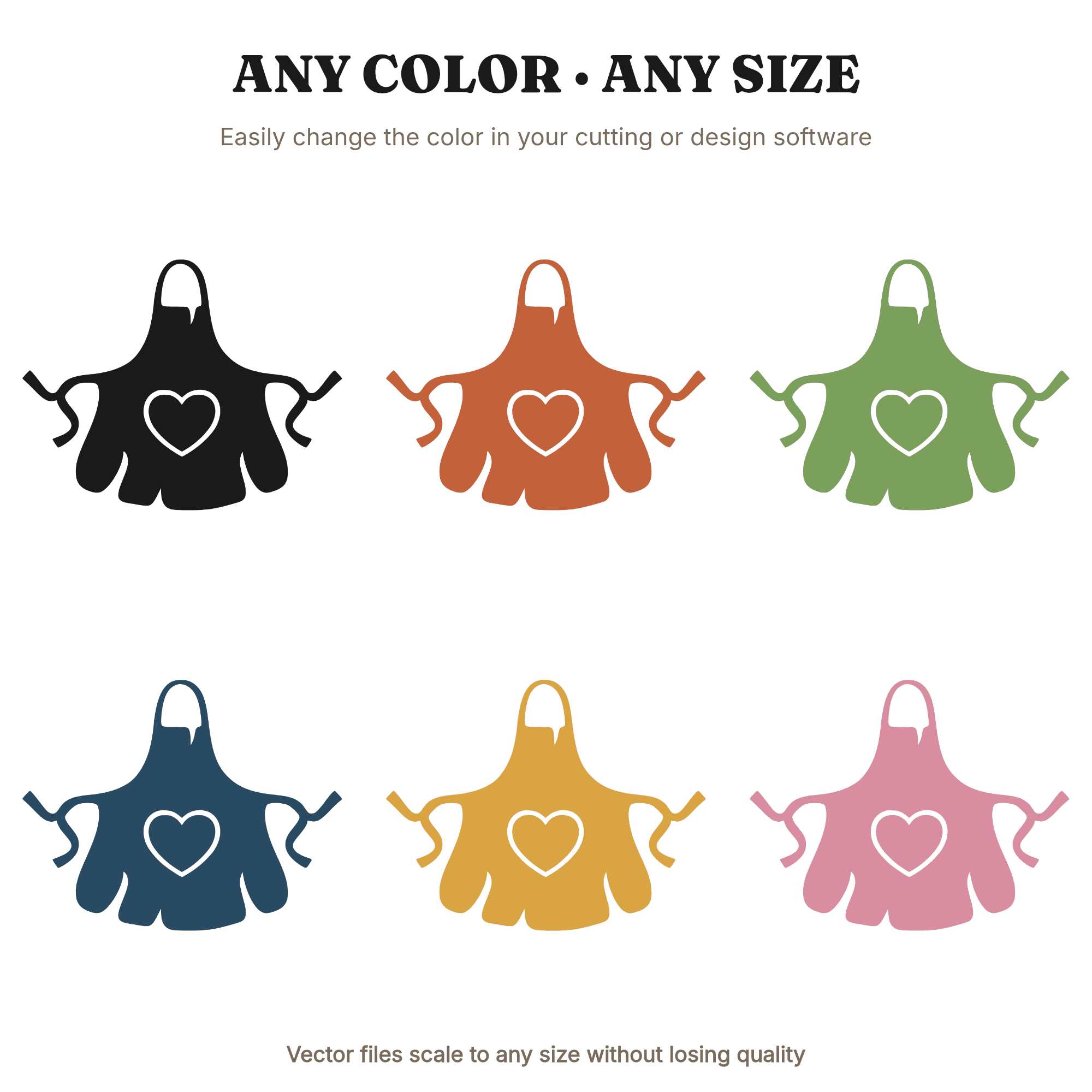 Groovy Hearts Apron SVG PNG Retro 70s Valentine Flat Lay Silhouette Cut File for Cricut, view 2