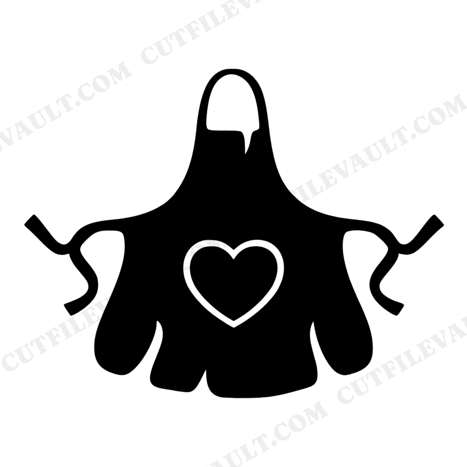 Groovy Hearts Apron SVG PNG Retro 70s Valentine Flat Lay Silhouette Cut File for Cricut, view 1