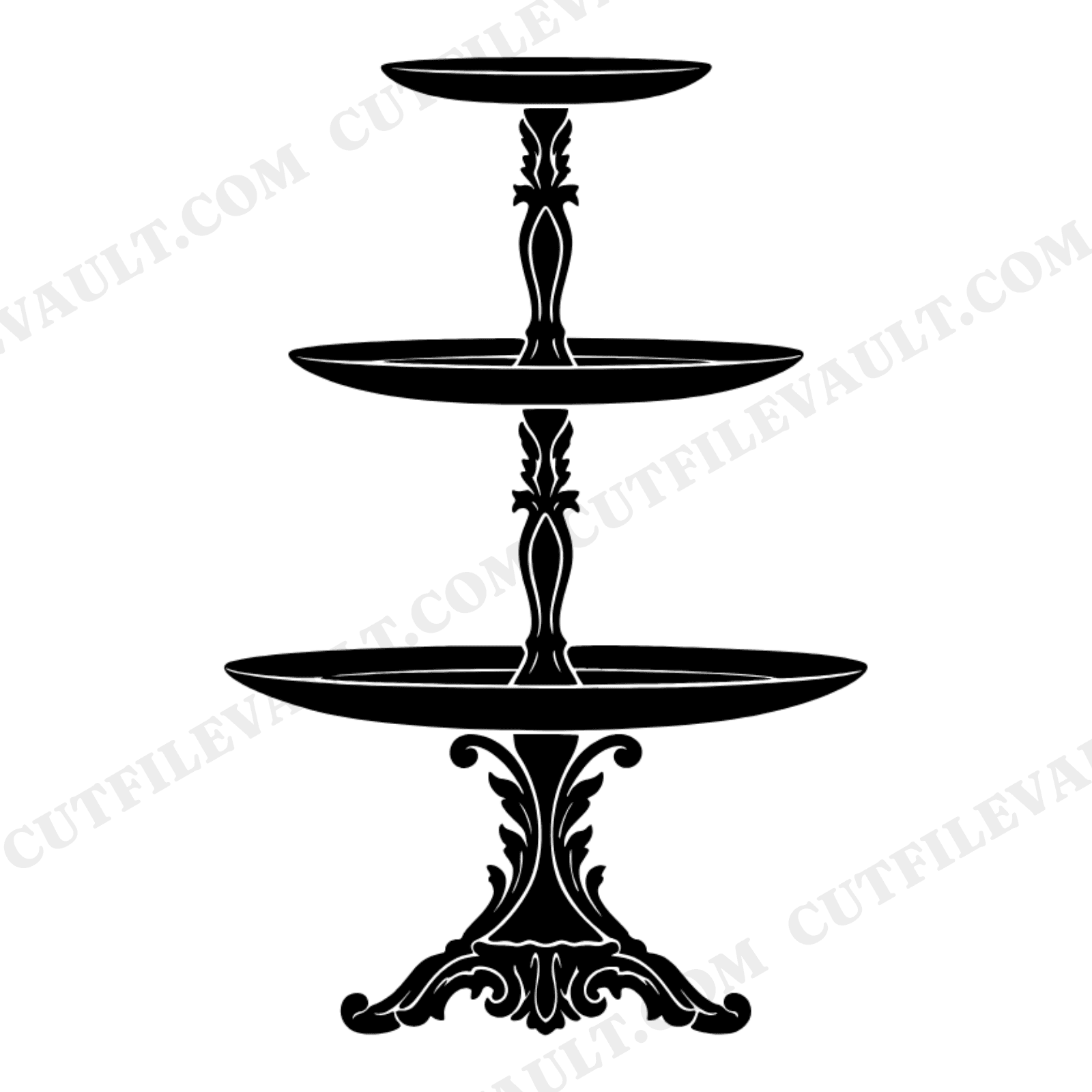 Victorian Three Tier Dessert Stand SVG PNG, Vintage Silhouette for Thanksgiving Pie Display, view 1