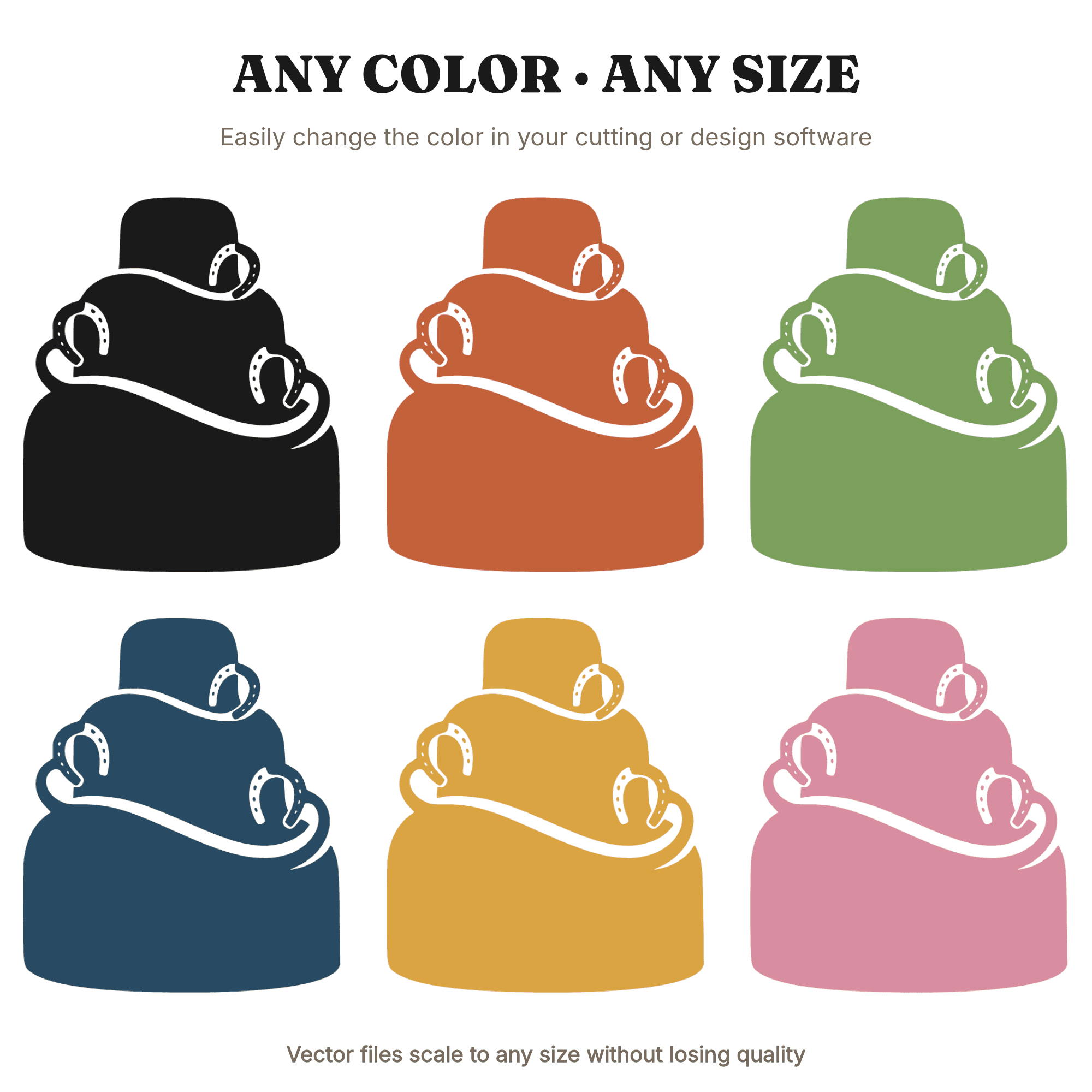 Lucky Horseshoe Tiered Wedding Cake SVG PNG, Irish Bride Abstract Blob Silhouette Cut File, view 2
