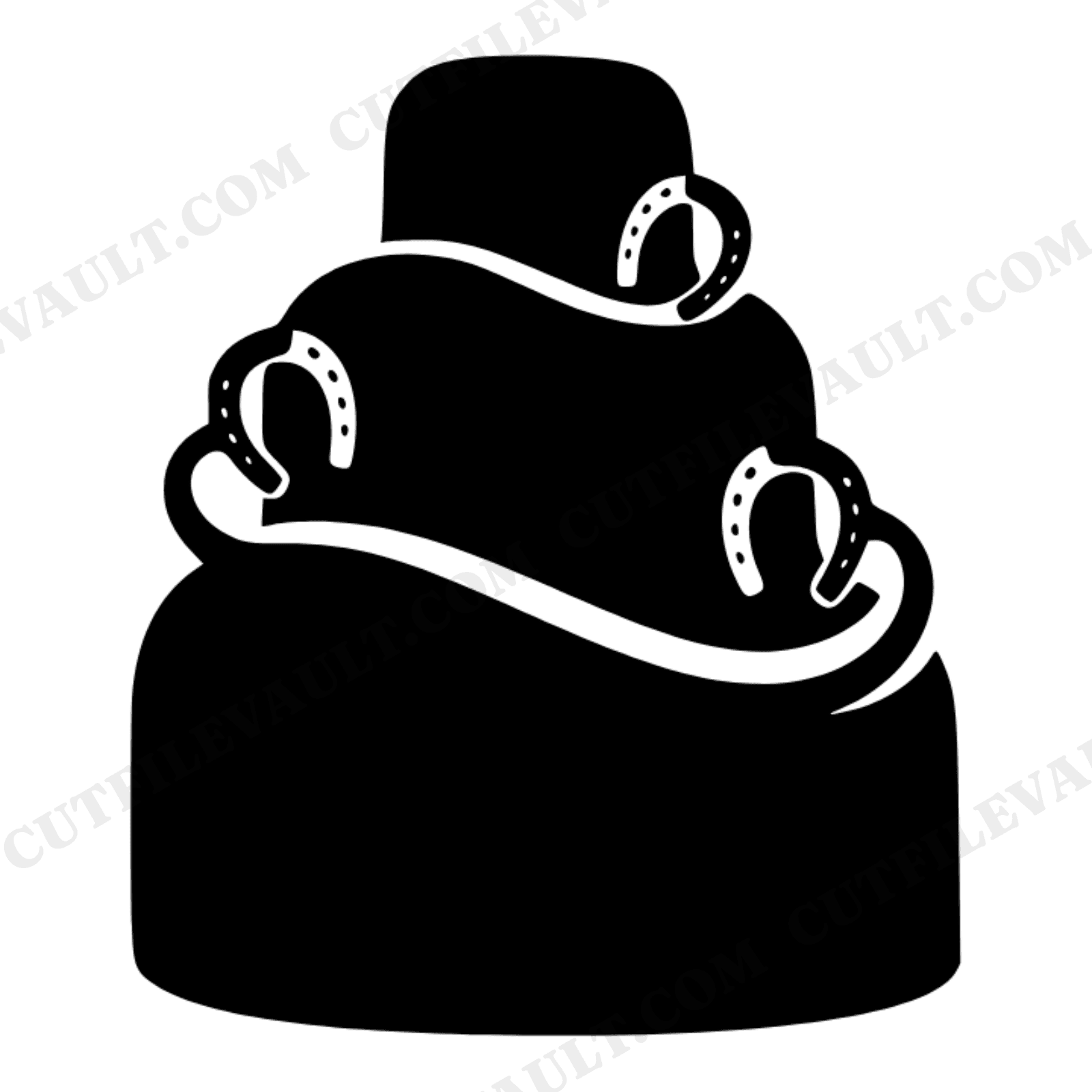 Lucky Horseshoe Tiered Wedding Cake SVG PNG, Irish Bride Abstract Blob Silhouette Cut File, view 1