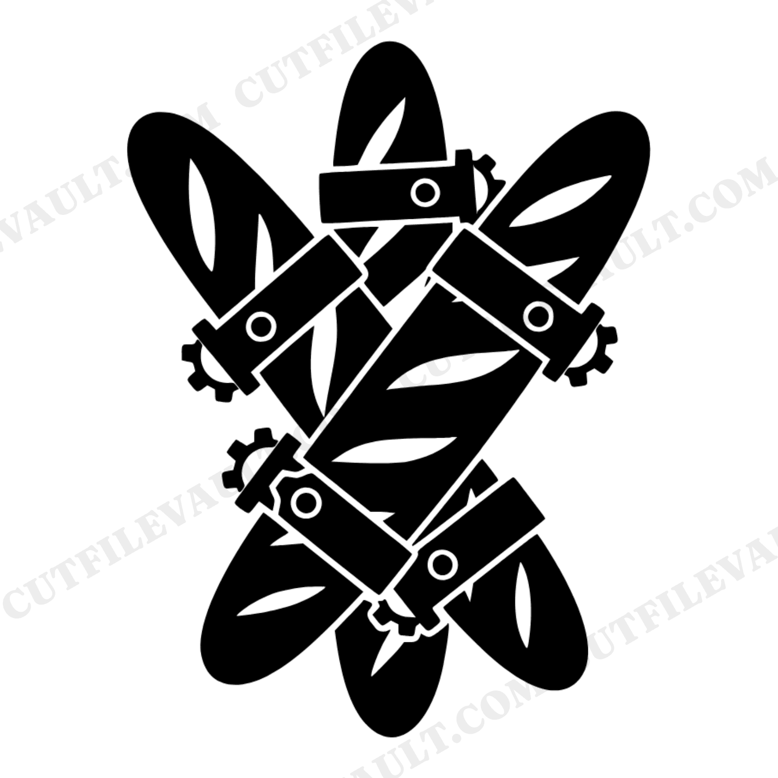 Steampunk Baguette SVG PNG, World Bread Day Cut File, Industrial Bakery Design, Geometric Bread, view 1