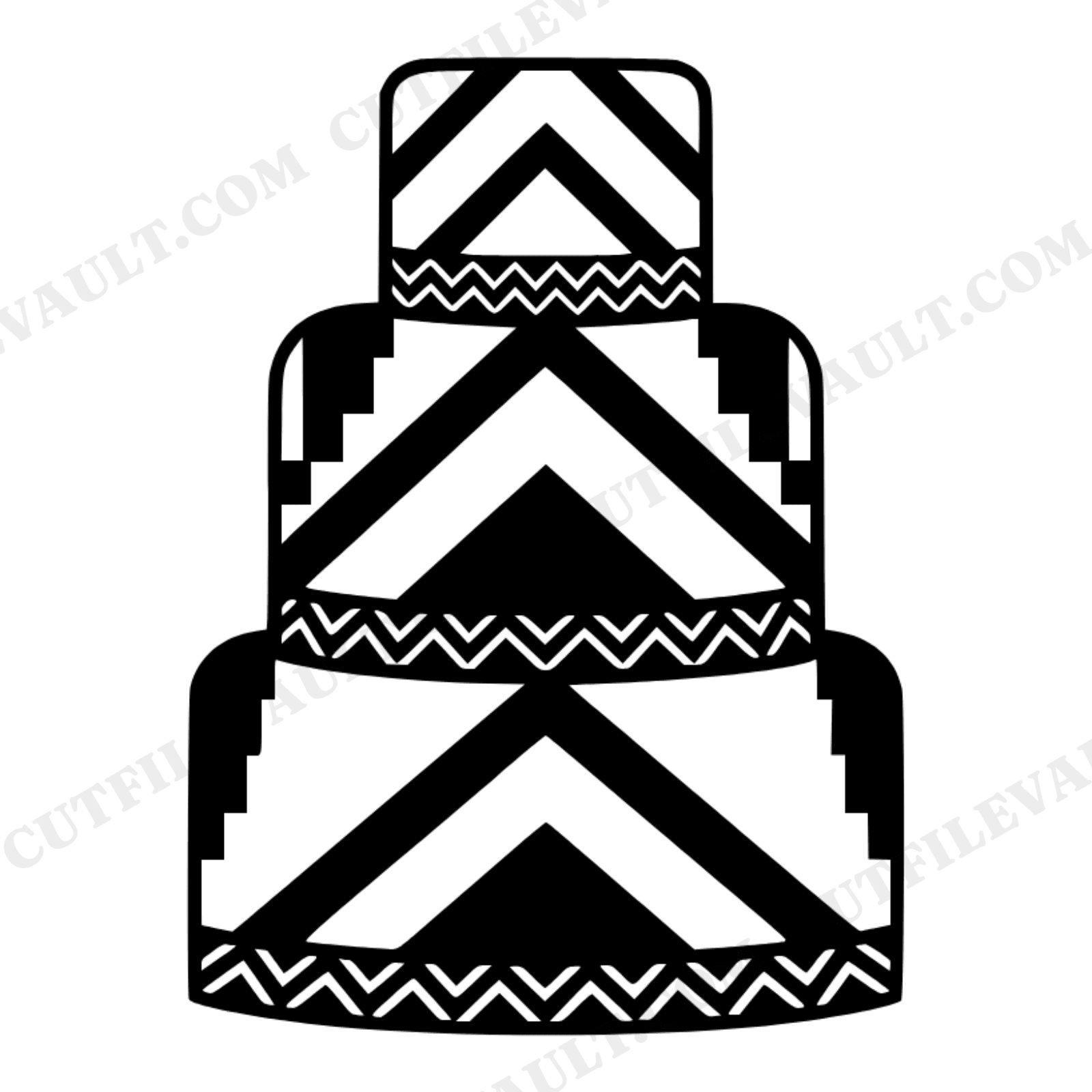 Art Deco Halloween Wedding Cake SVG PNG, Three Tier Cake Silhouette Cut File, Geometric Wedding, view 1