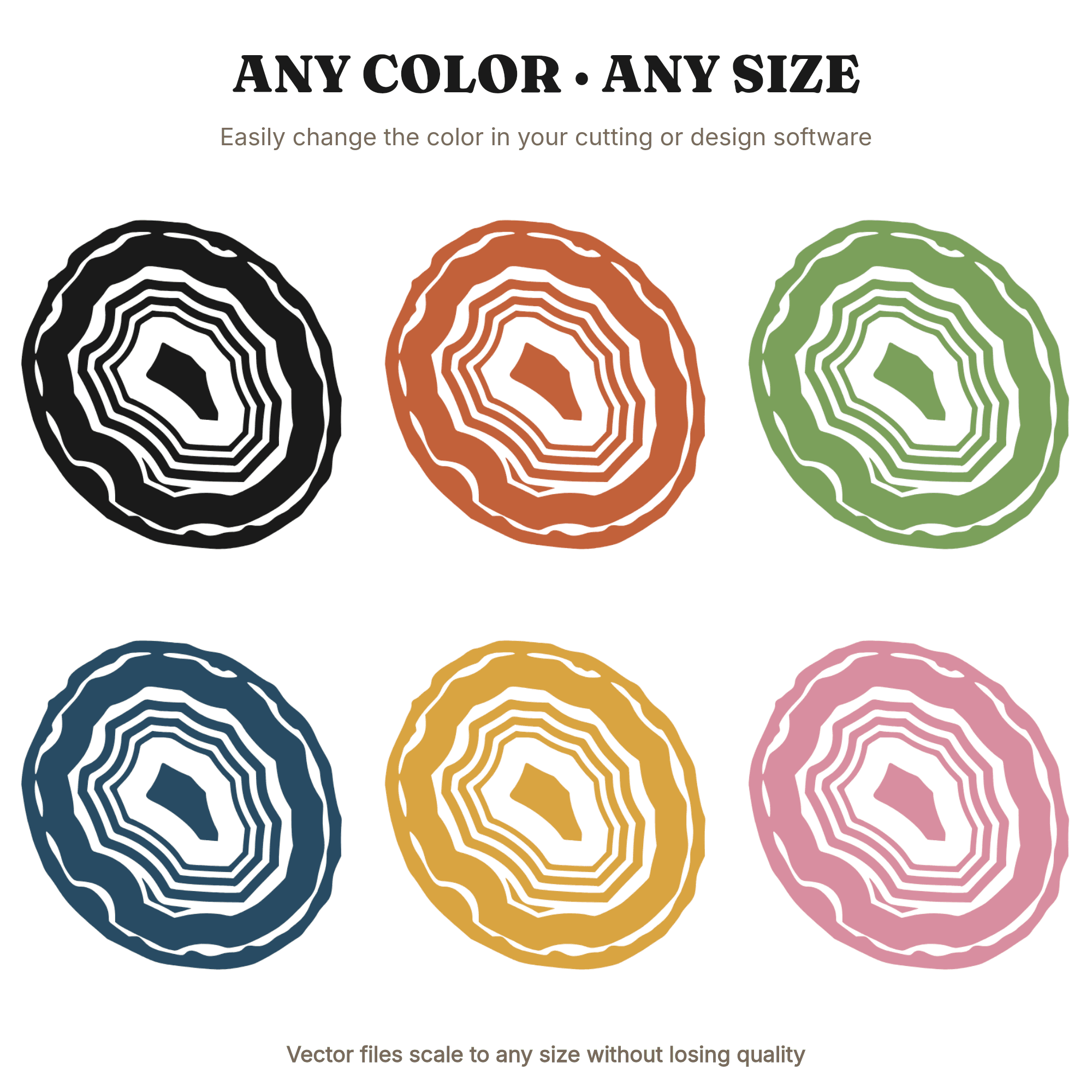 Agate Slice SVG PNG, Tilted Mineral Cross Section, Mid Century Modern Medallion, Cottagecore Nature SVG, view 2