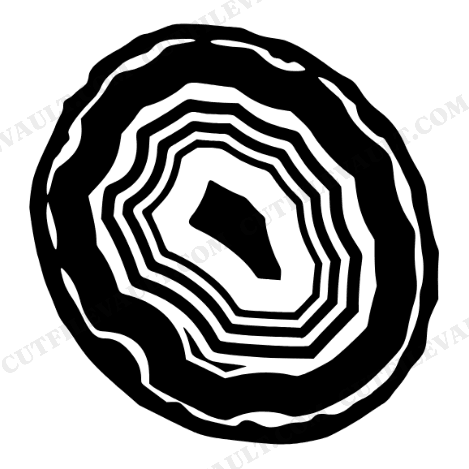 Agate Slice SVG PNG, Tilted Mineral Cross Section, Mid Century Modern Medallion, Cottagecore Nature SVG, view 1