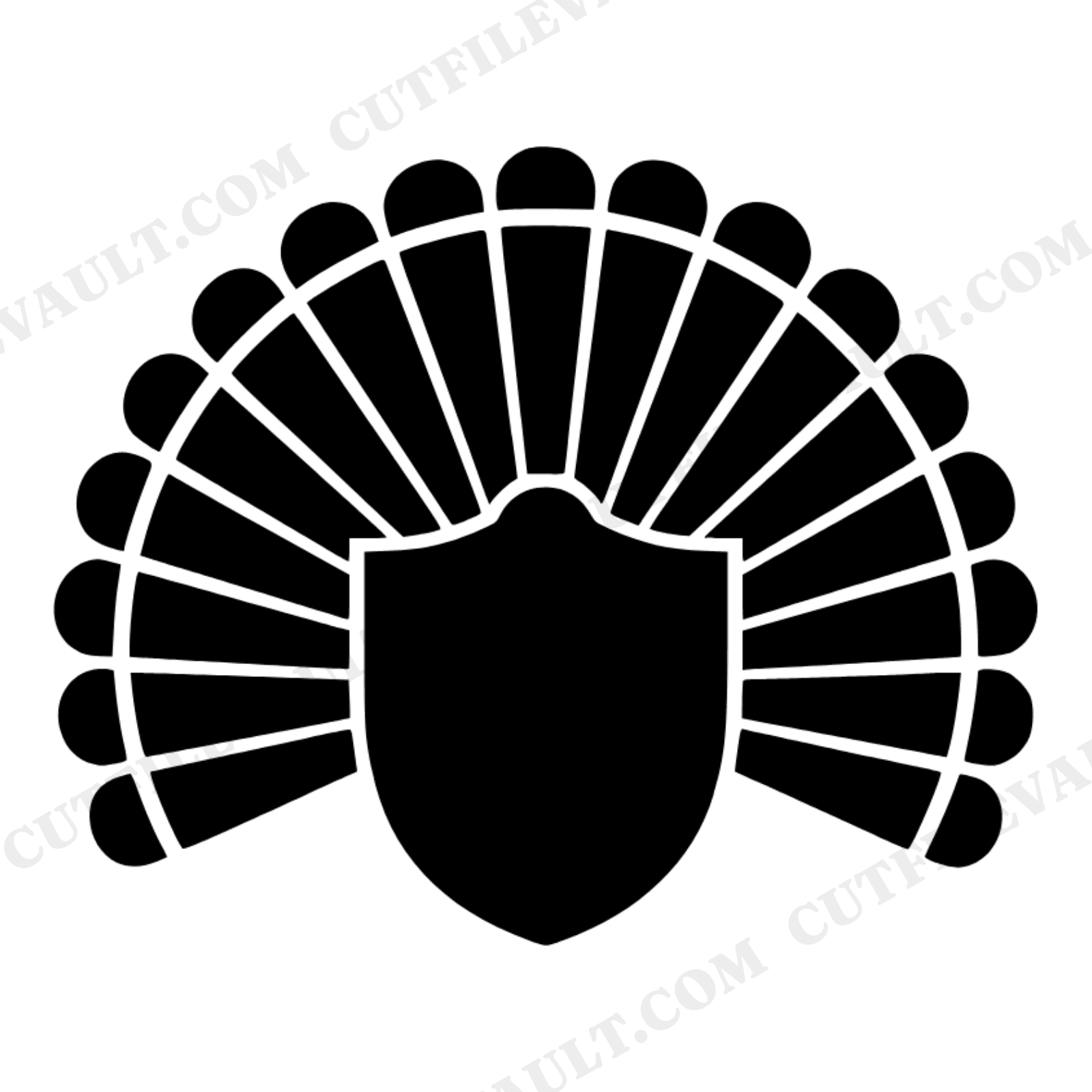Thanksgiving Turkey Tail Feather Fan SVG PNG, Rear View Turkey Silhouette Cut File, Brutalist Design, view 1