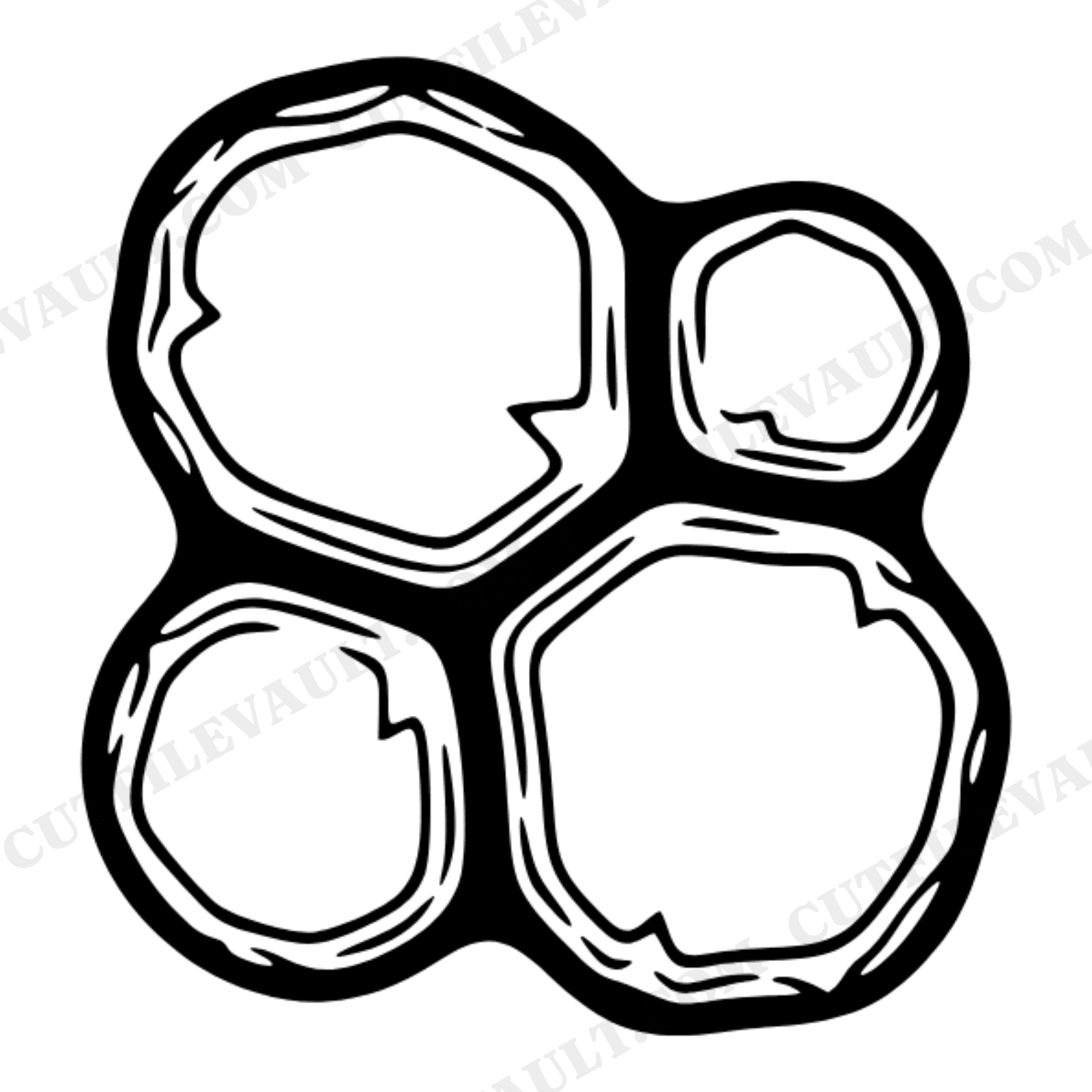 Y2K Chrome Geode Slice Cluster SVG PNG, Abstract Blob Organic Nature Cut File, Layered Fluid Design, view 1