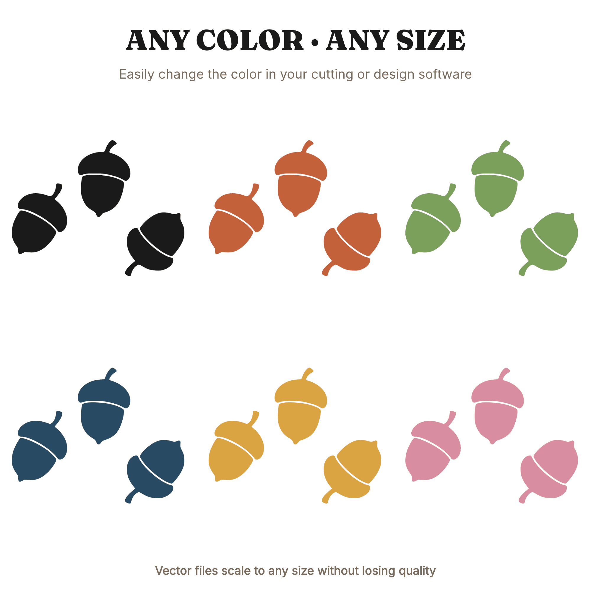 Whimsical Tumbling Acorns SVG PNG Fall Nursery Decor Cut File Boho Organic Autumn Kids Room, view 2