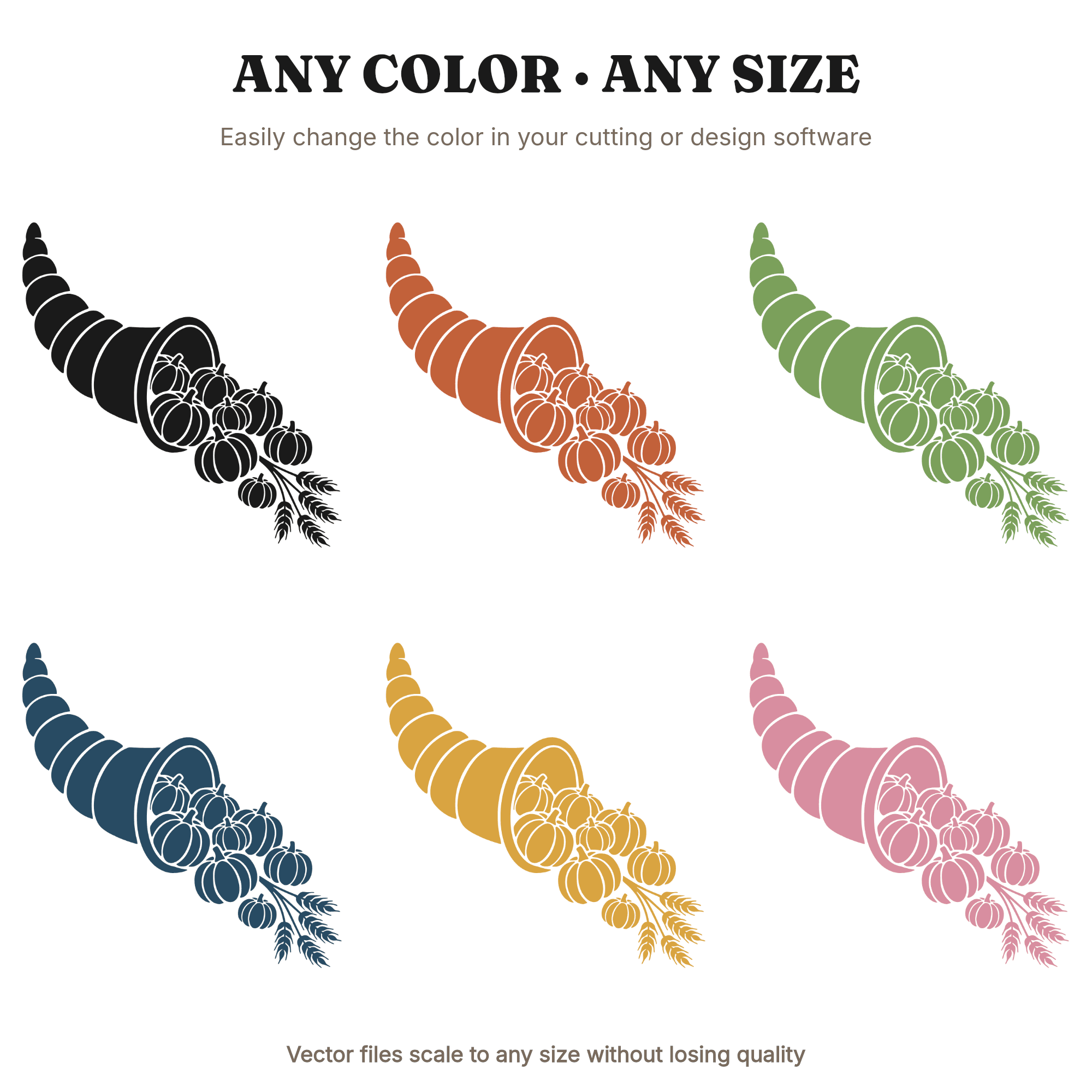 Harvest Cornucopia SVG PNG Tumbling Abundance Silhouette Boho Thanksgiving Decor Cut File, view 2