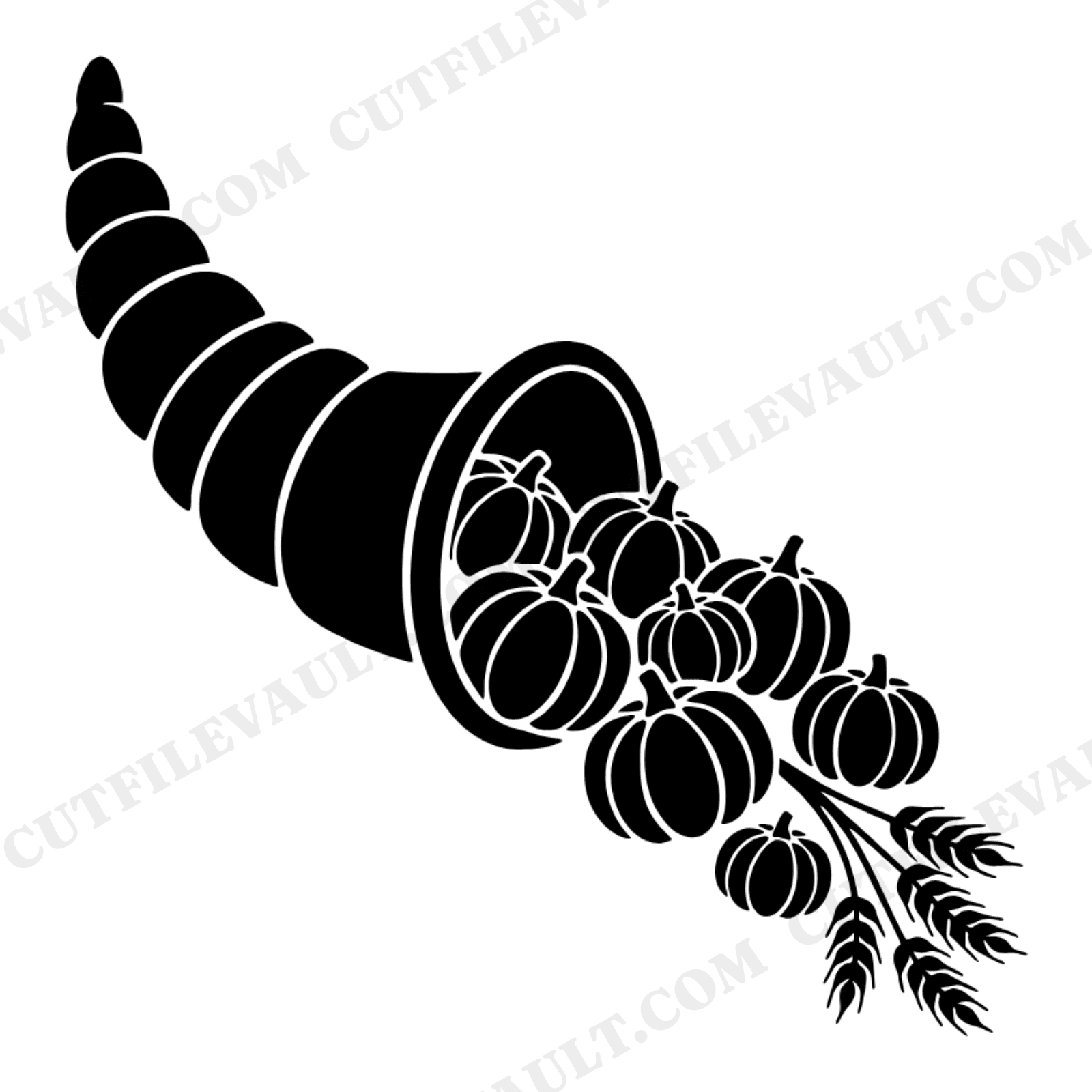 Harvest Cornucopia SVG PNG Tumbling Abundance Silhouette Boho Thanksgiving Decor Cut File, view 1