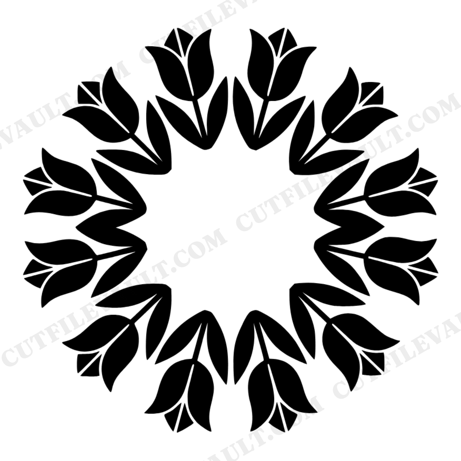 Art Deco Easter Tulip Wreath SVG PNG, Geometric Spring Floral Circle Cut File for Cricut, view 1