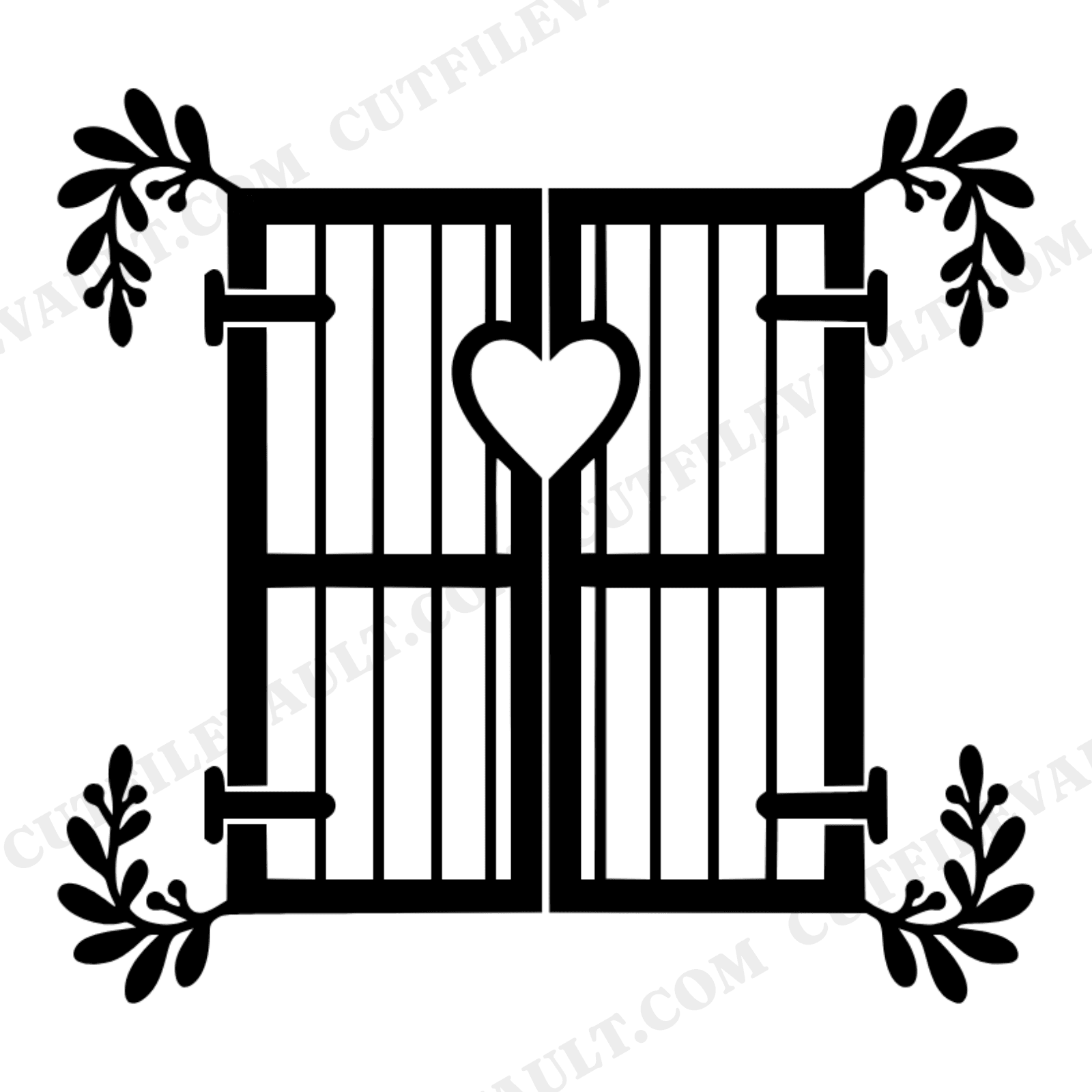 Farmhouse Barn Doors SVG PNG, Heart Window Vintage Botanical Valentine's Day Cut File, view 1