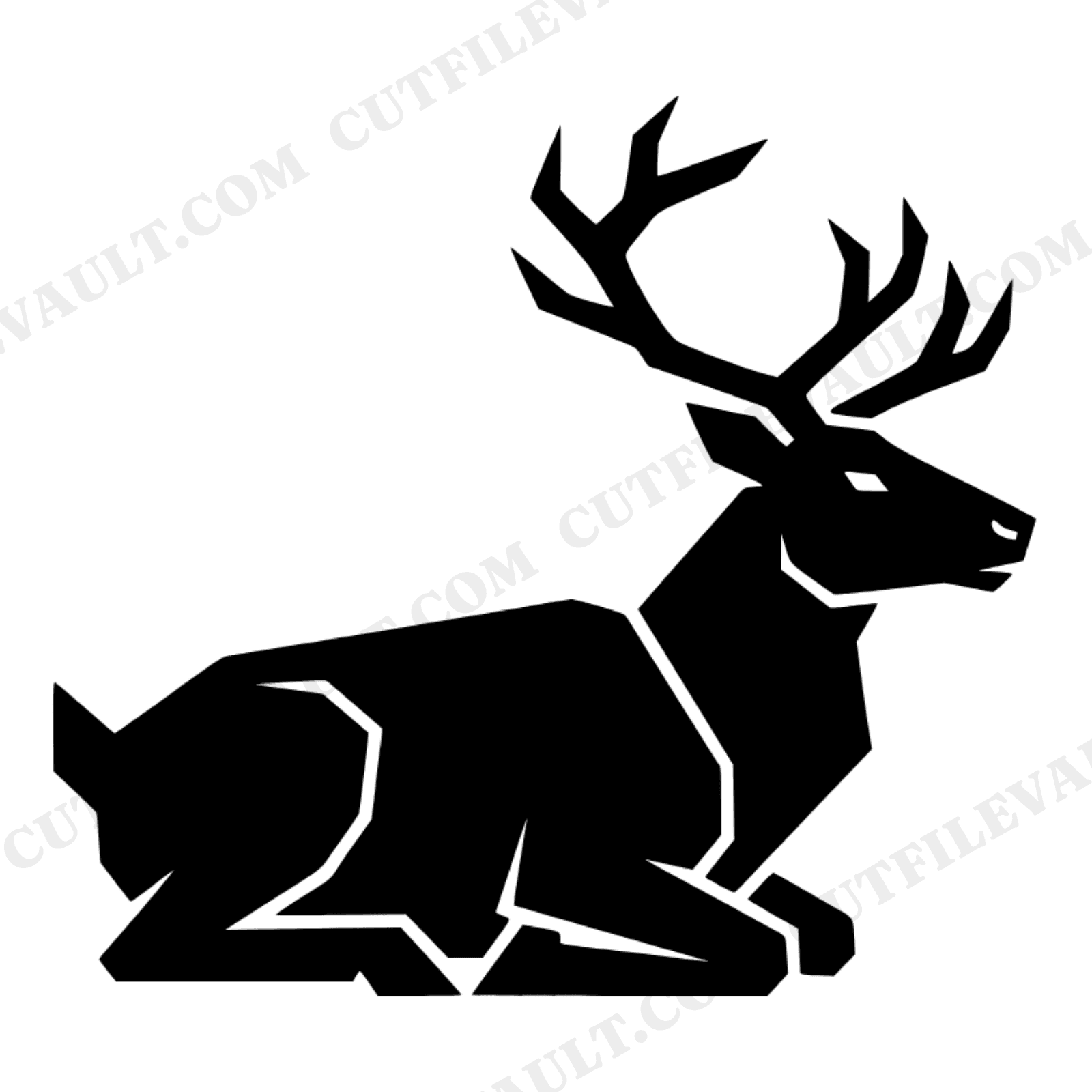 Nordic Resting Reindeer Silhouette SVG PNG, Minimalist Scandinavian Christmas Ornament Cut File, view 1