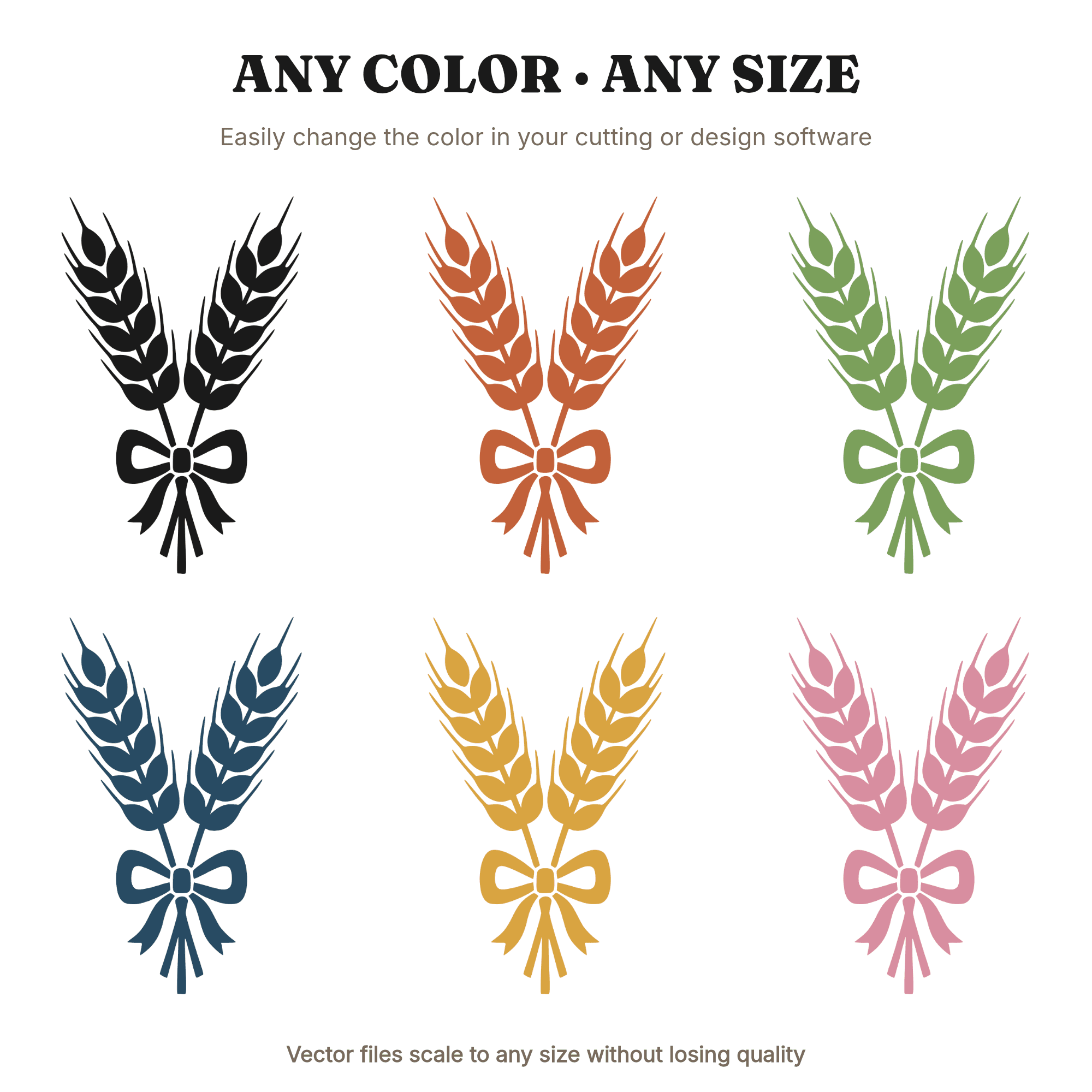 Symmetrical Wheat Sheaf Bundle SVG PNG, Cottagecore Autumn Harvest Folk Art Cut File, view 2