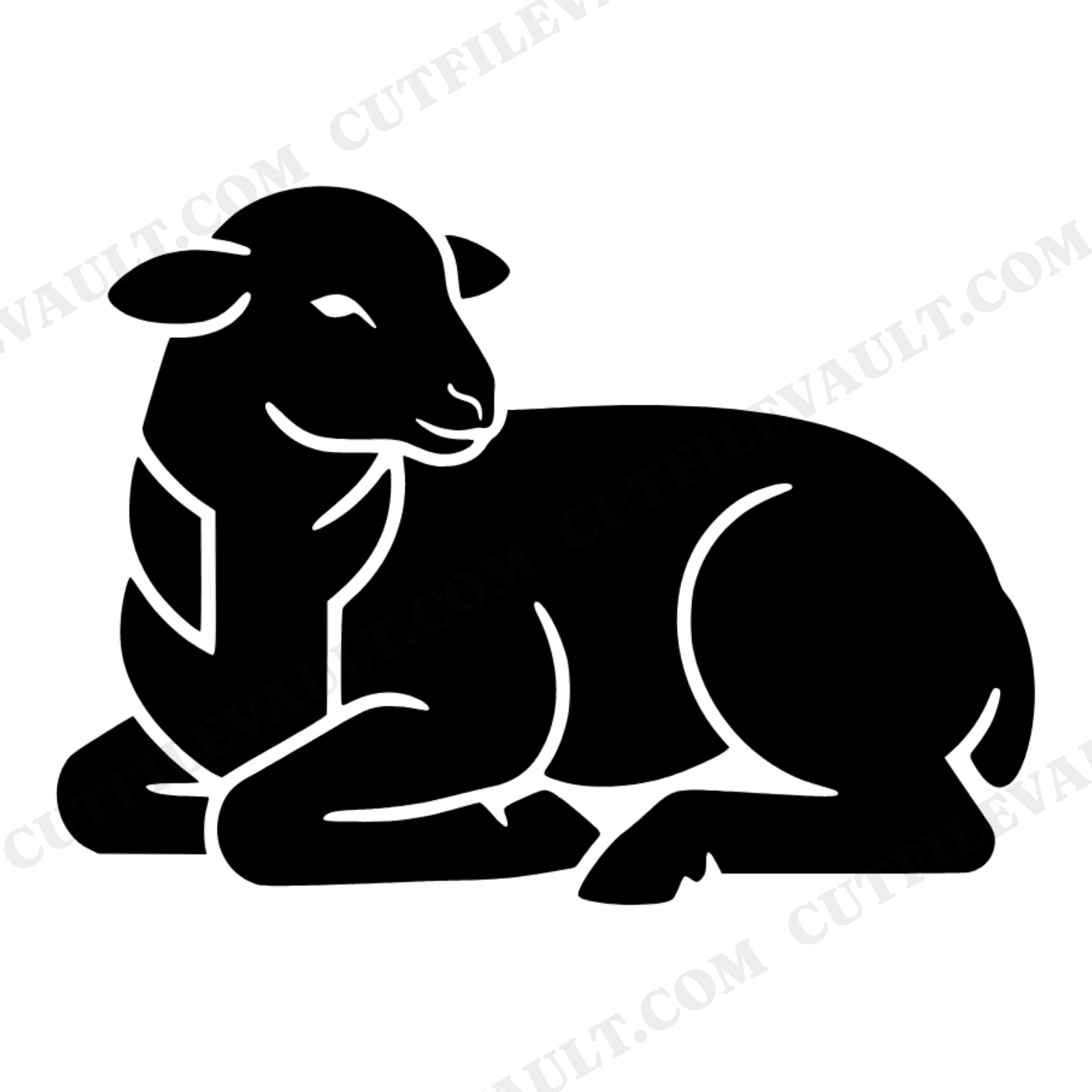 Easter Lamb SVG PNG Geometric Silhouette Resting Lamb Cut File Spring Decor Boho Art Deco Design