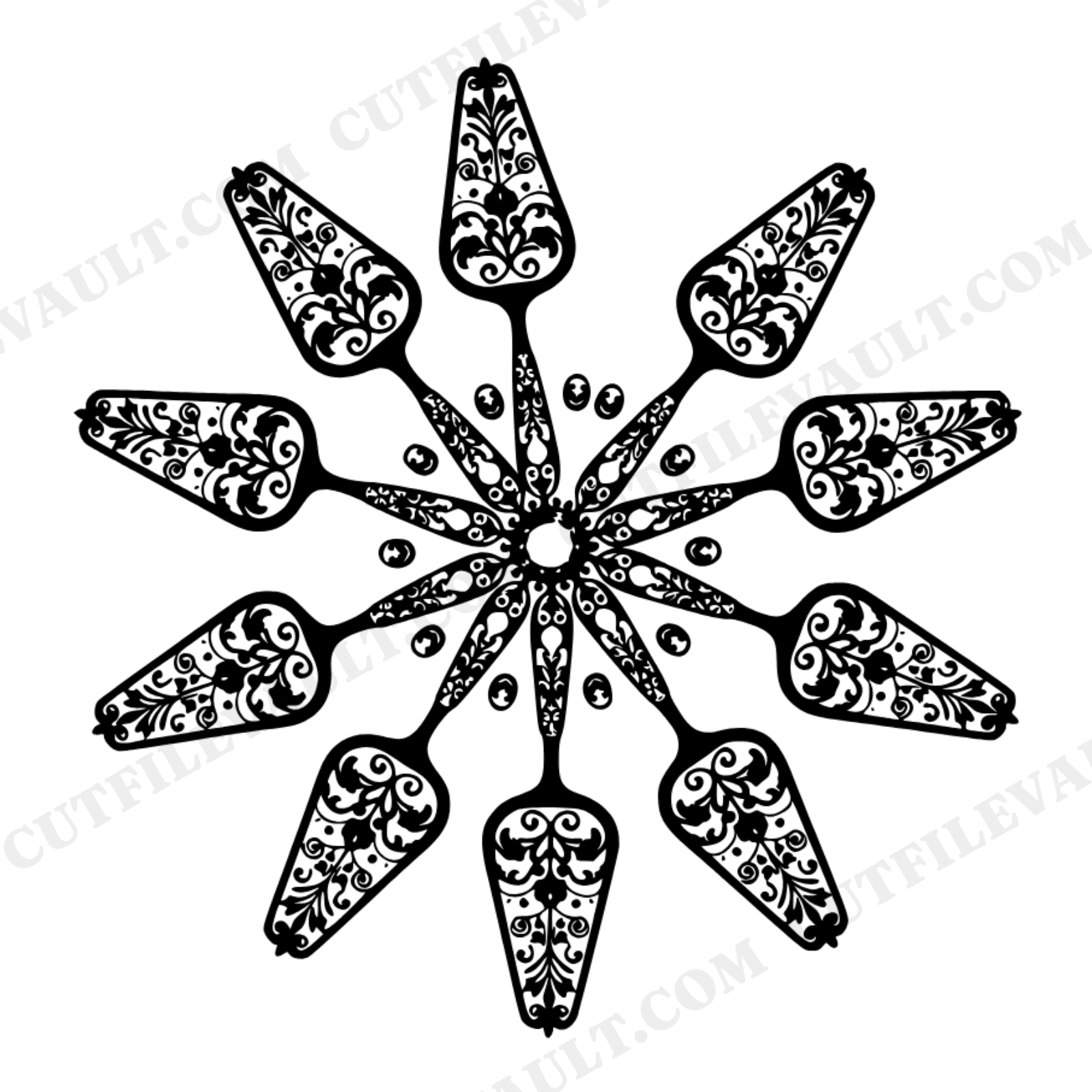 Pie Server Mandala SVG PNG Thanksgiving Vintage Botanical Radial Burst Cut File for Cricut, view 1
